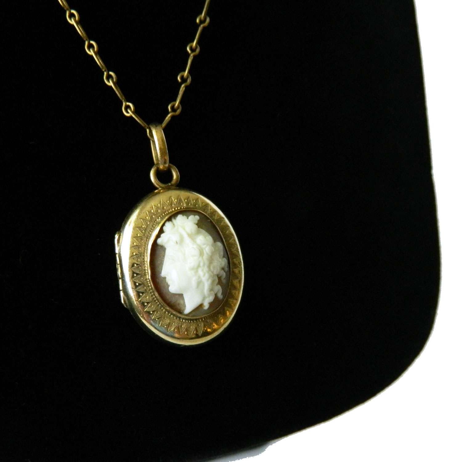 Cameo locket necklace