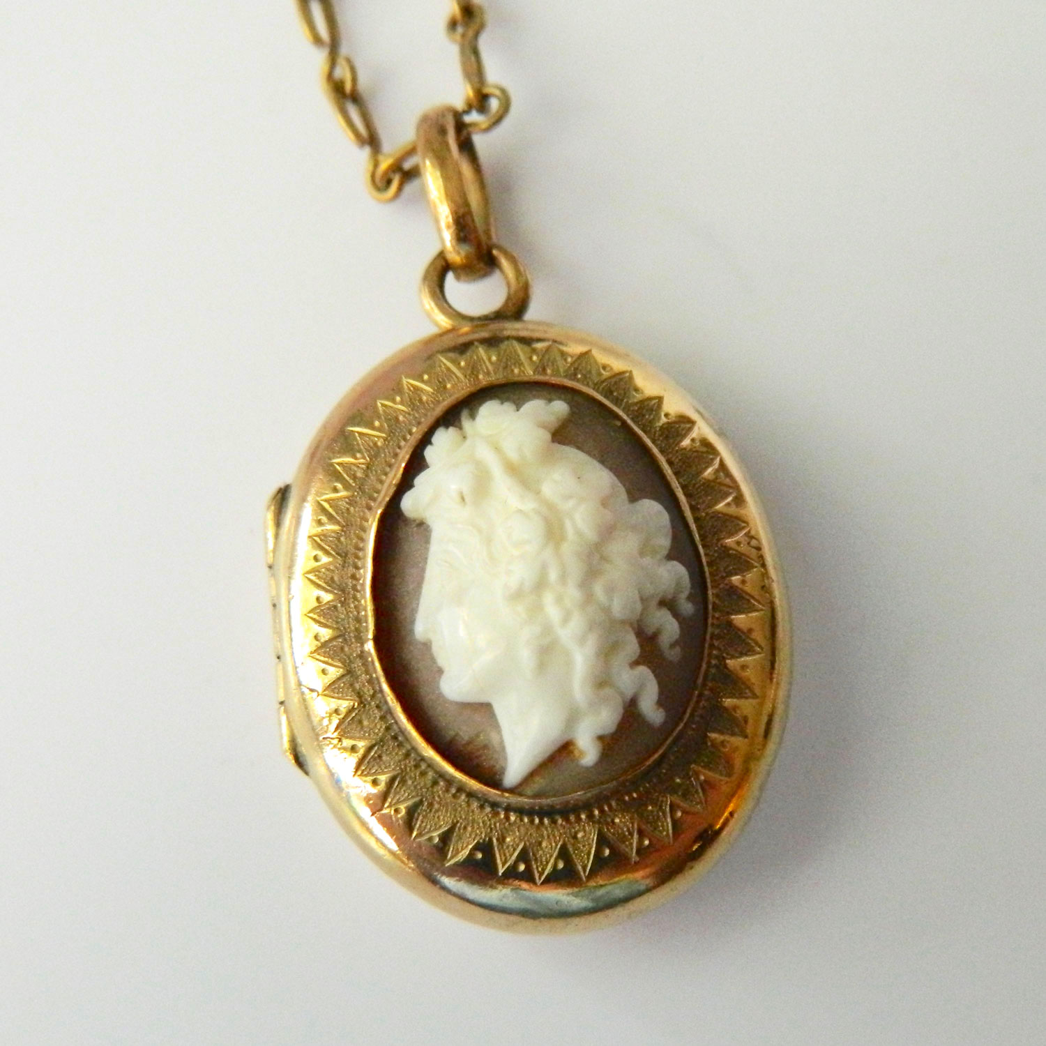 Cameo locket necklace