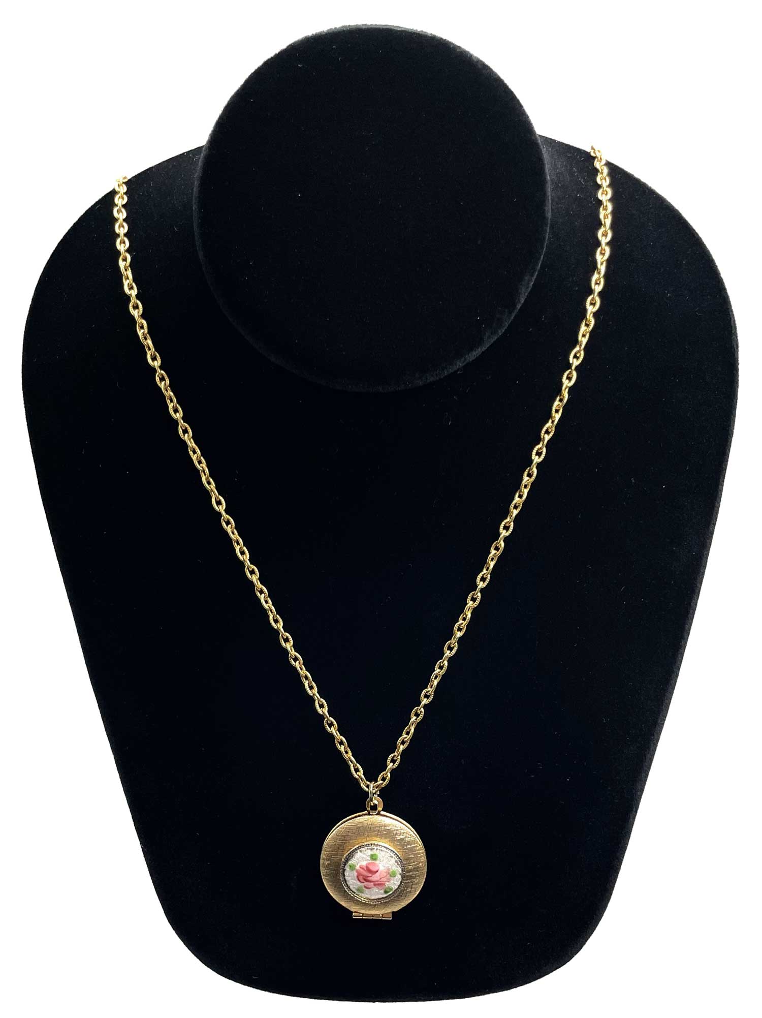 Vintage enameled locket necklace