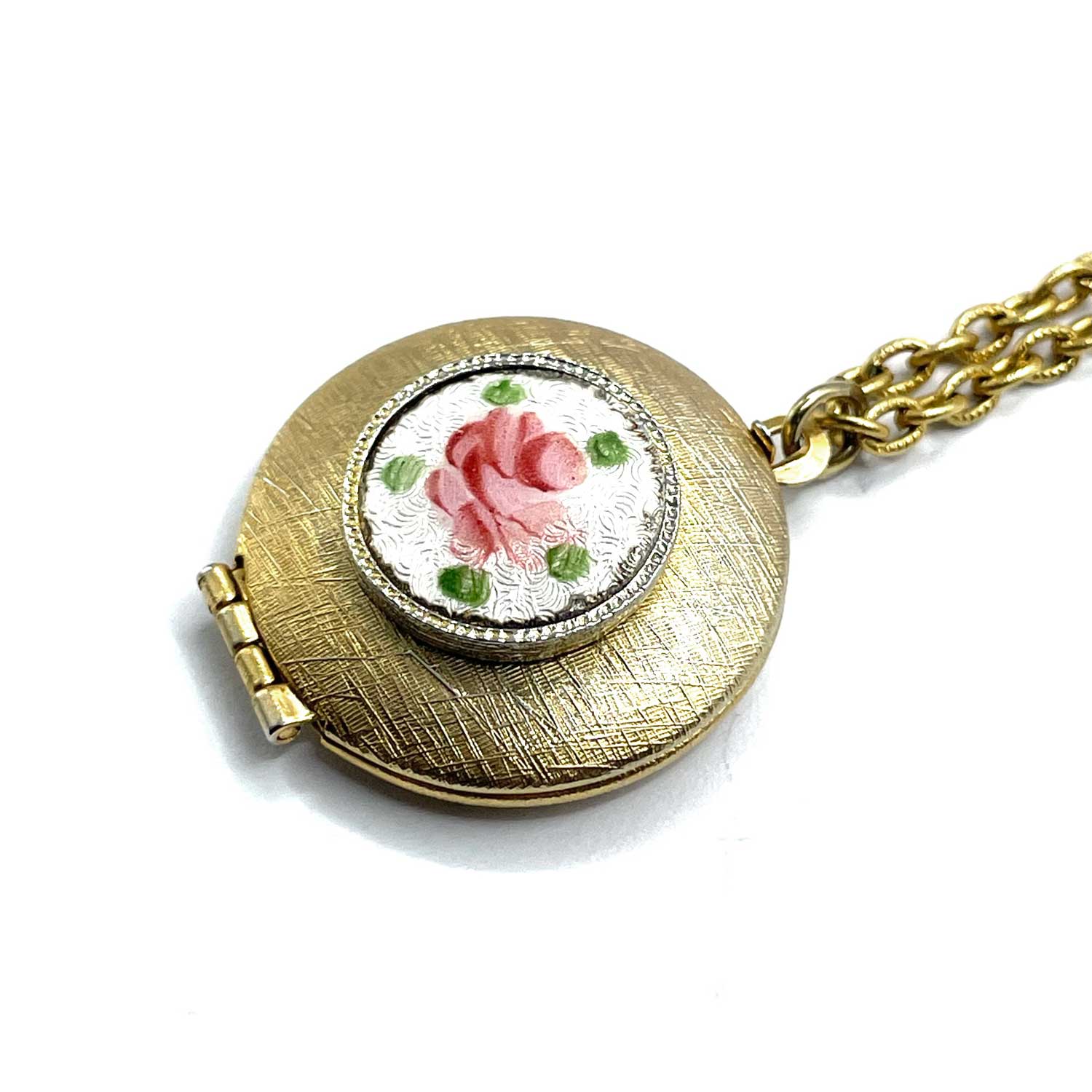 Vintage enameled locket necklace