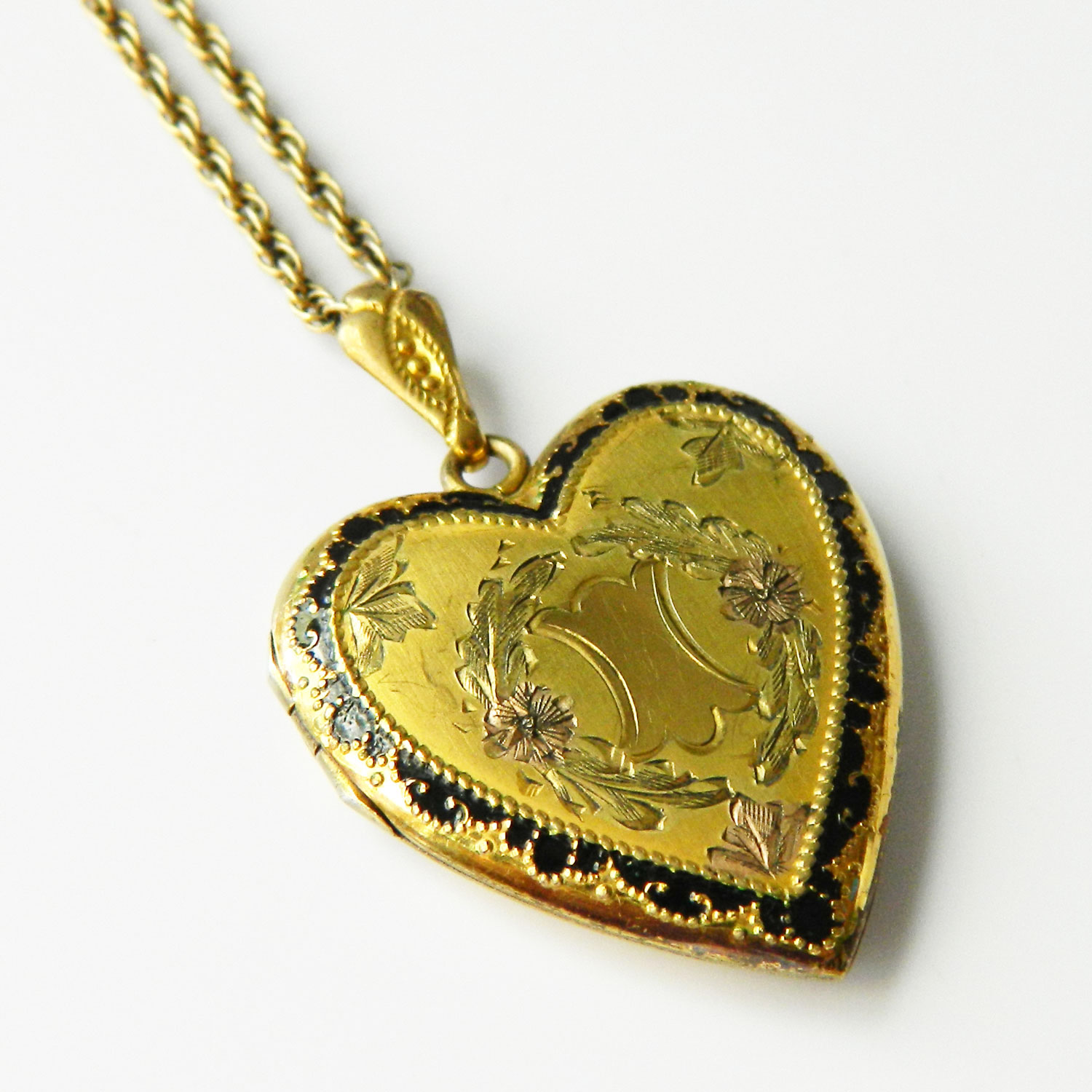 Antique heart locket necklace