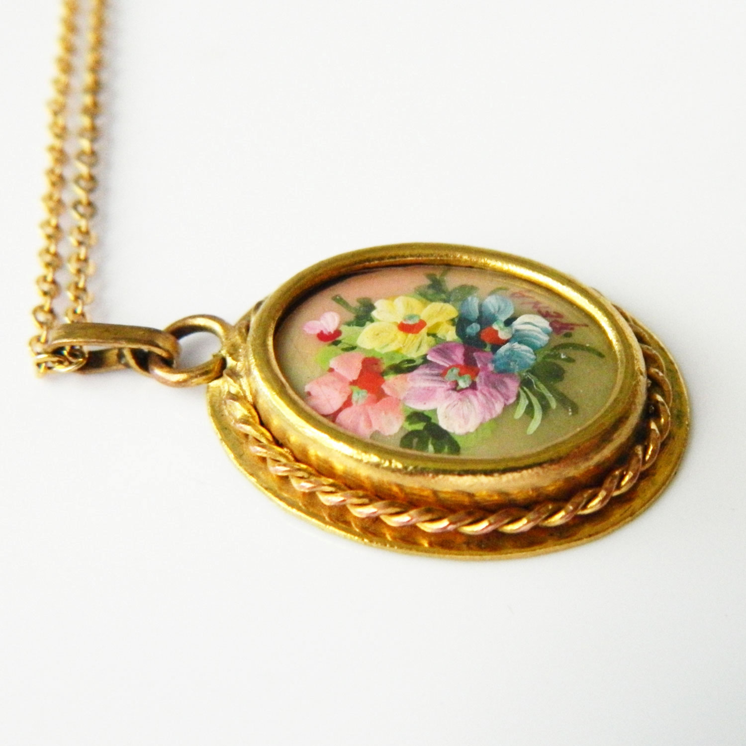 Hand painted pendant necklace