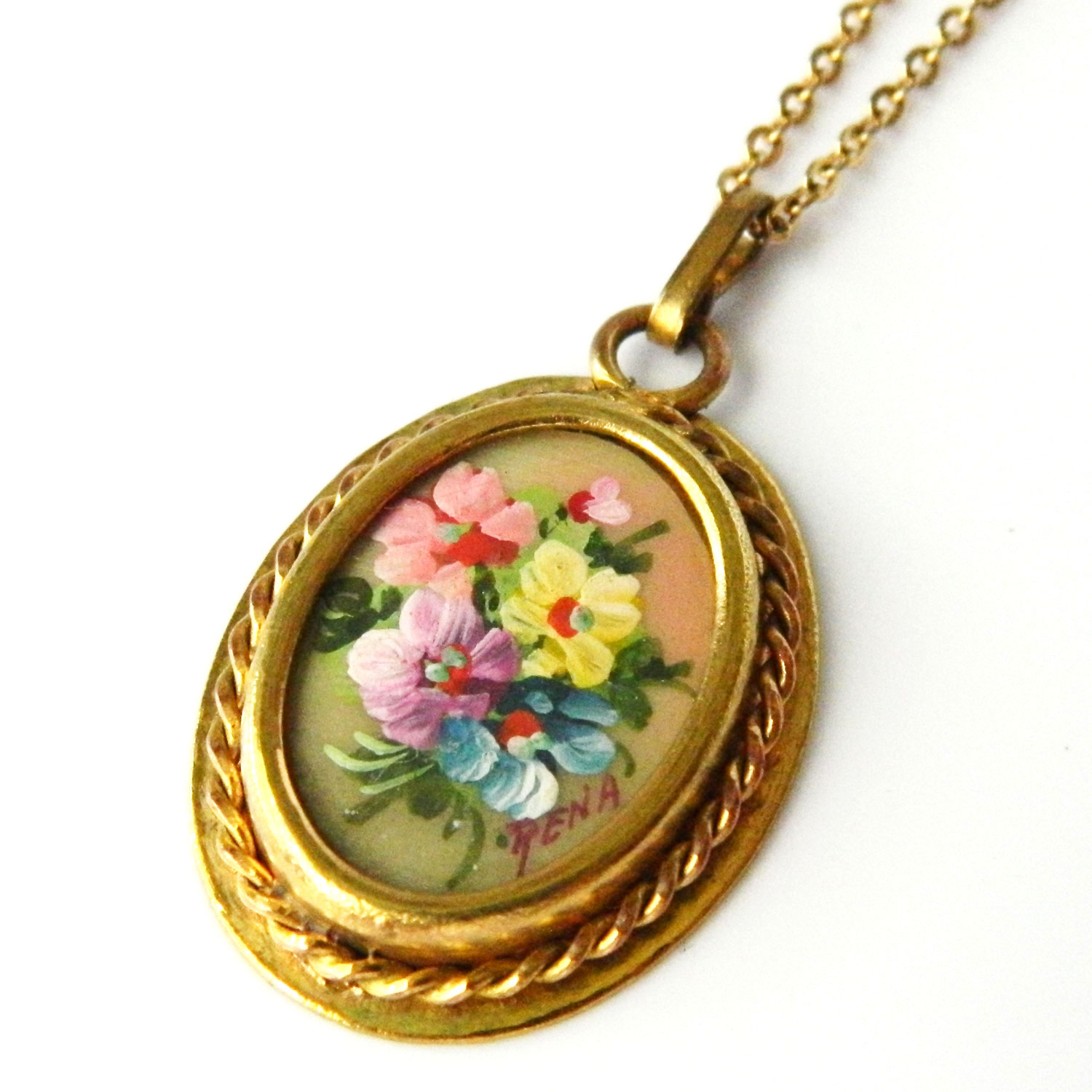 Hand painted pendant necklace