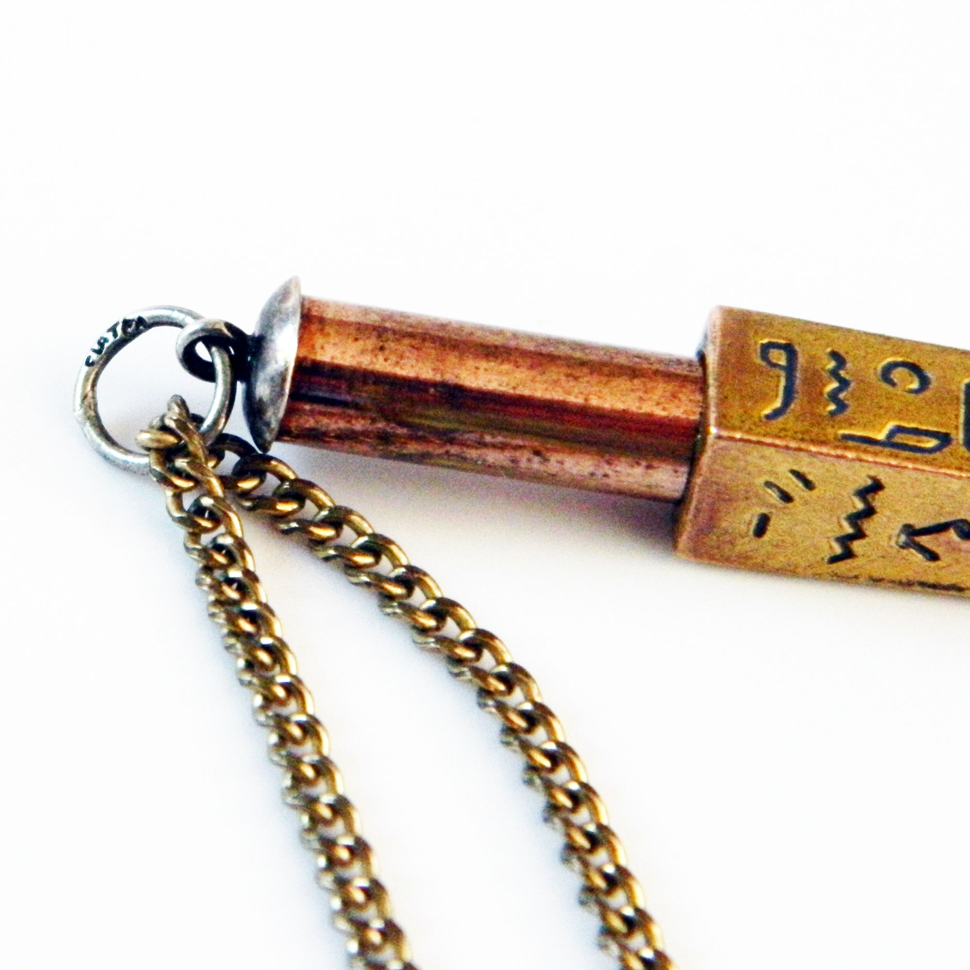 Antique Egyptian obelisk pencil pendant necklace