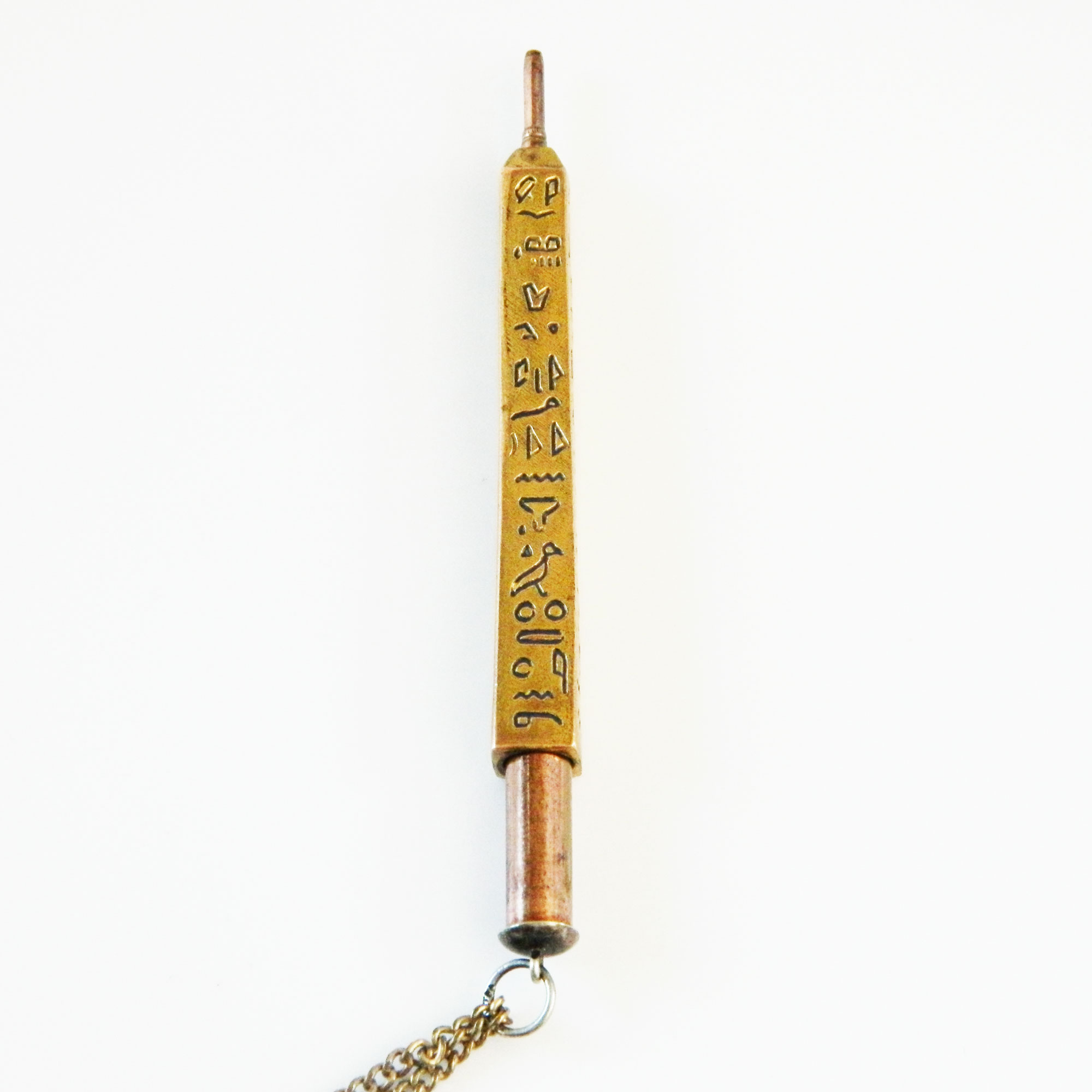 Antique Egyptian obelisk pencil pendant necklace