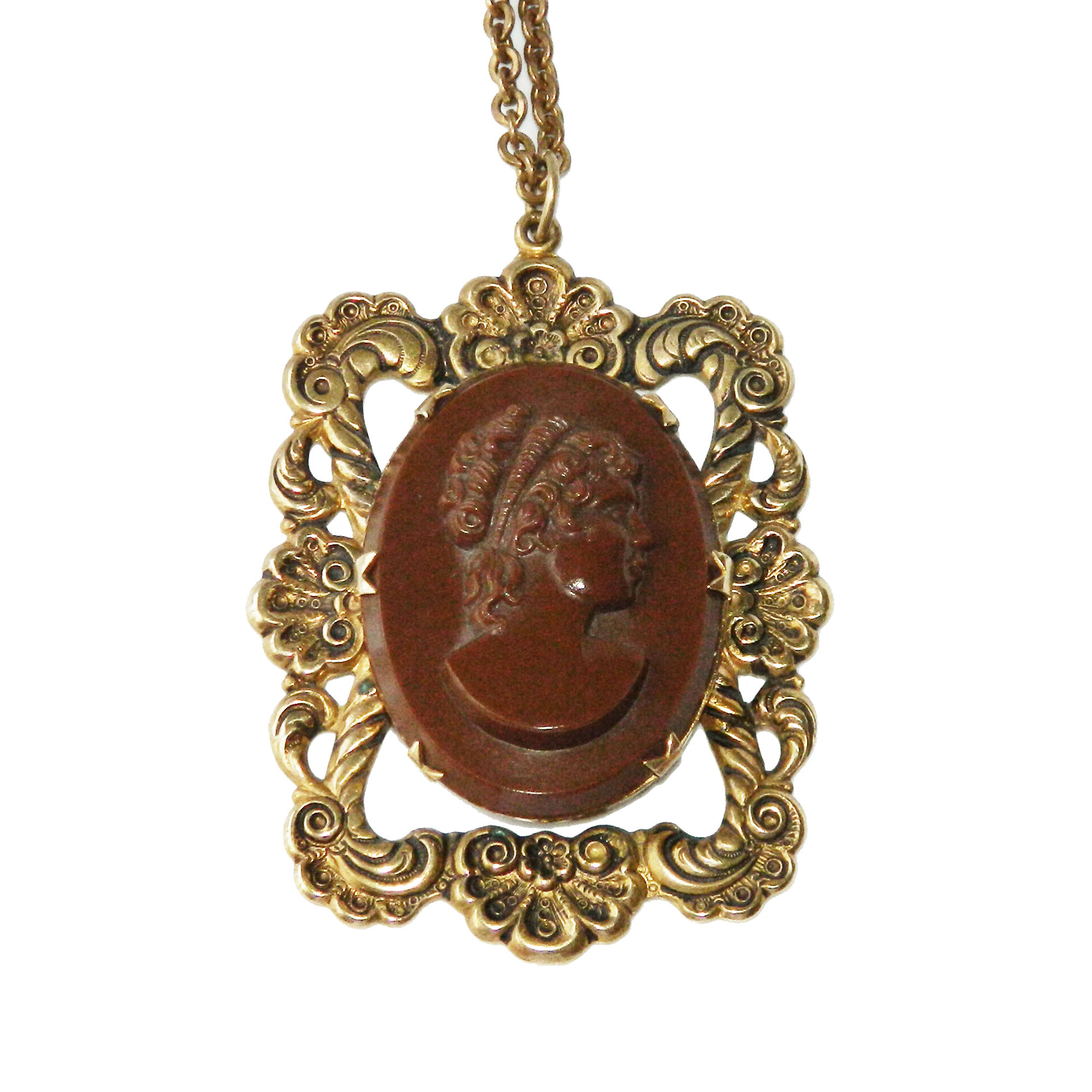 Art nouveau cameo pendant necklace