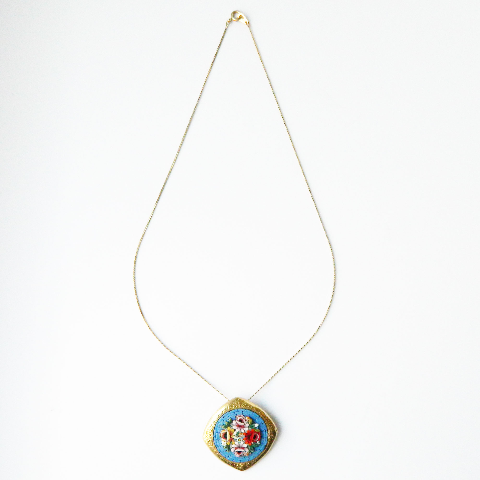 Micro mosaic pendant necklace