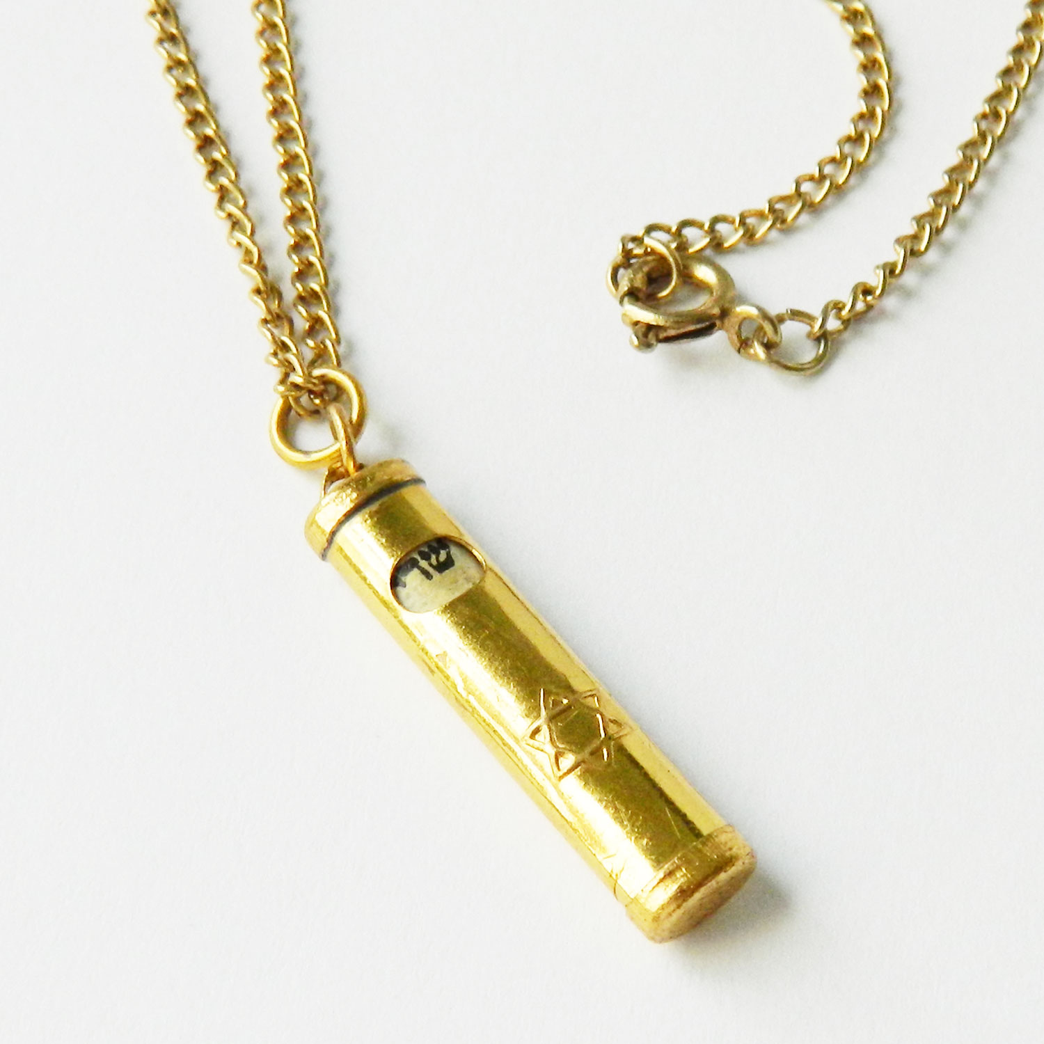 Vintage mezuzah pendant necklace