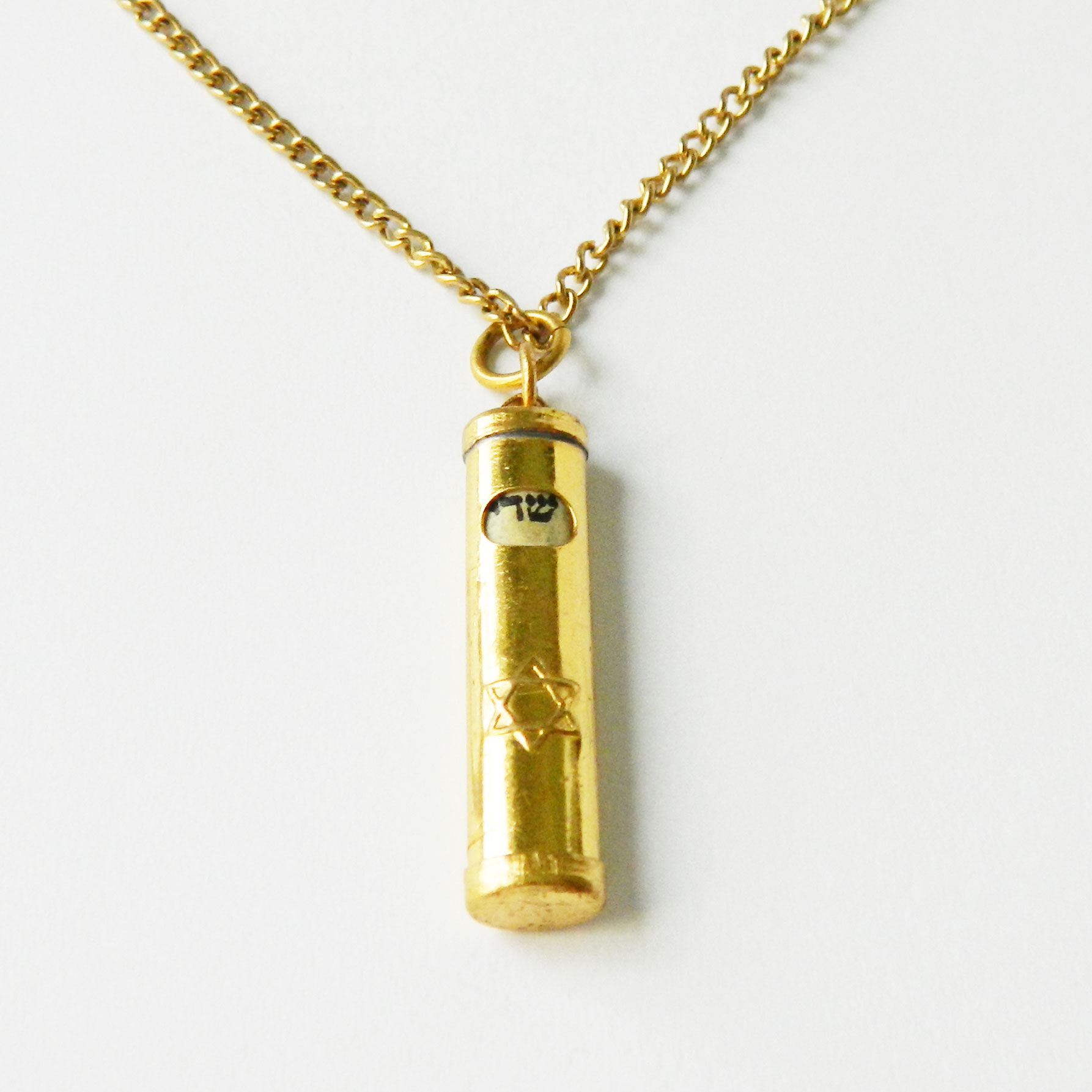 Vintage mezuzah pendant necklace