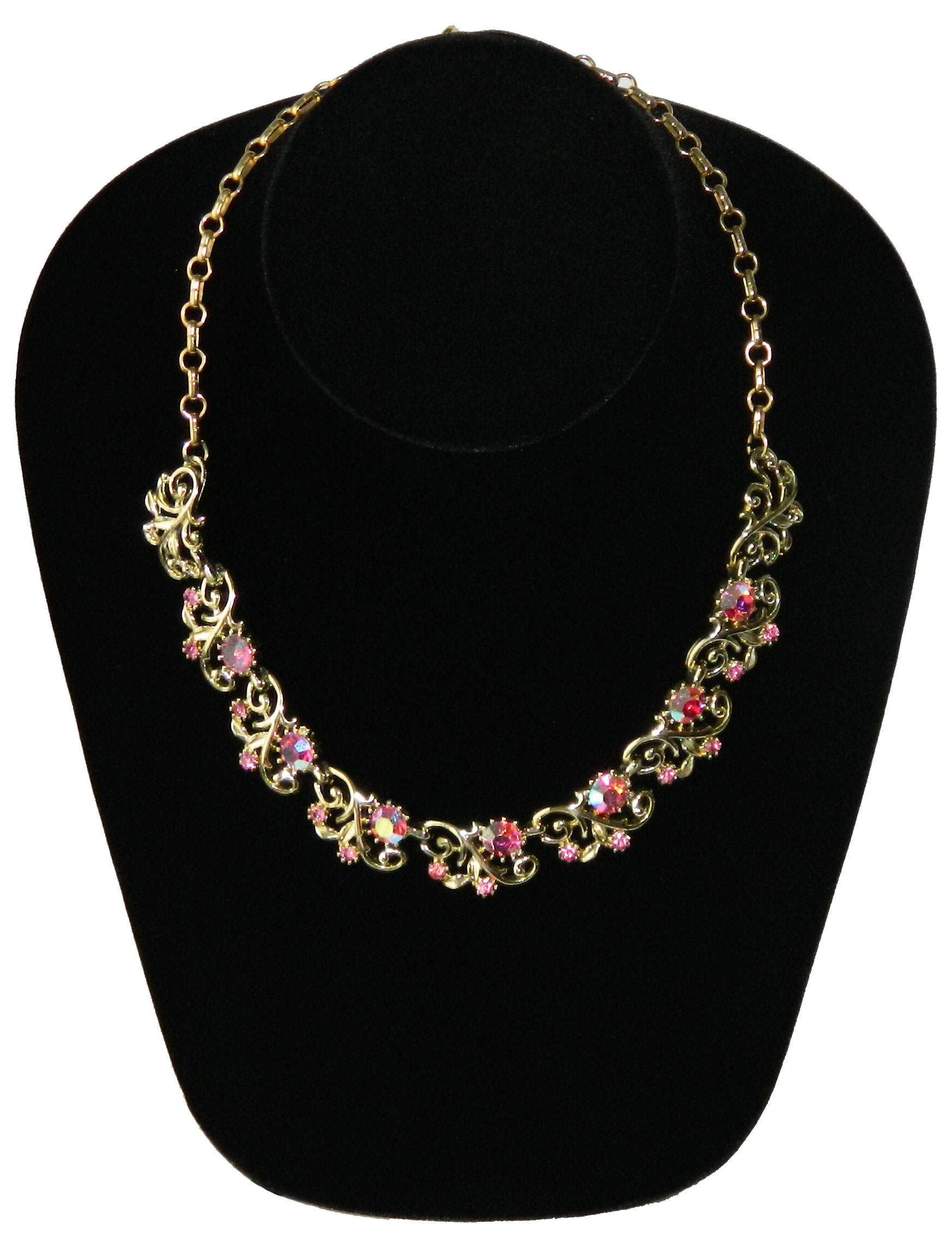 1950s pink rhinestone necklace