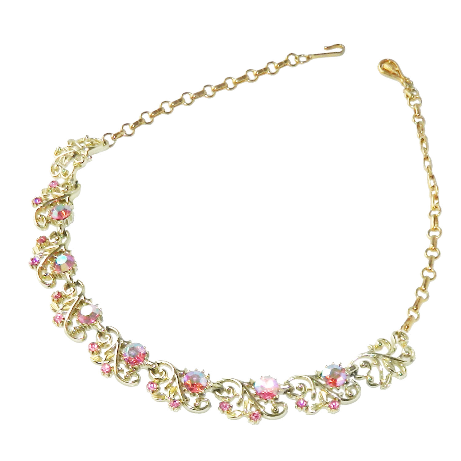 1950s pink rhinestone necklace