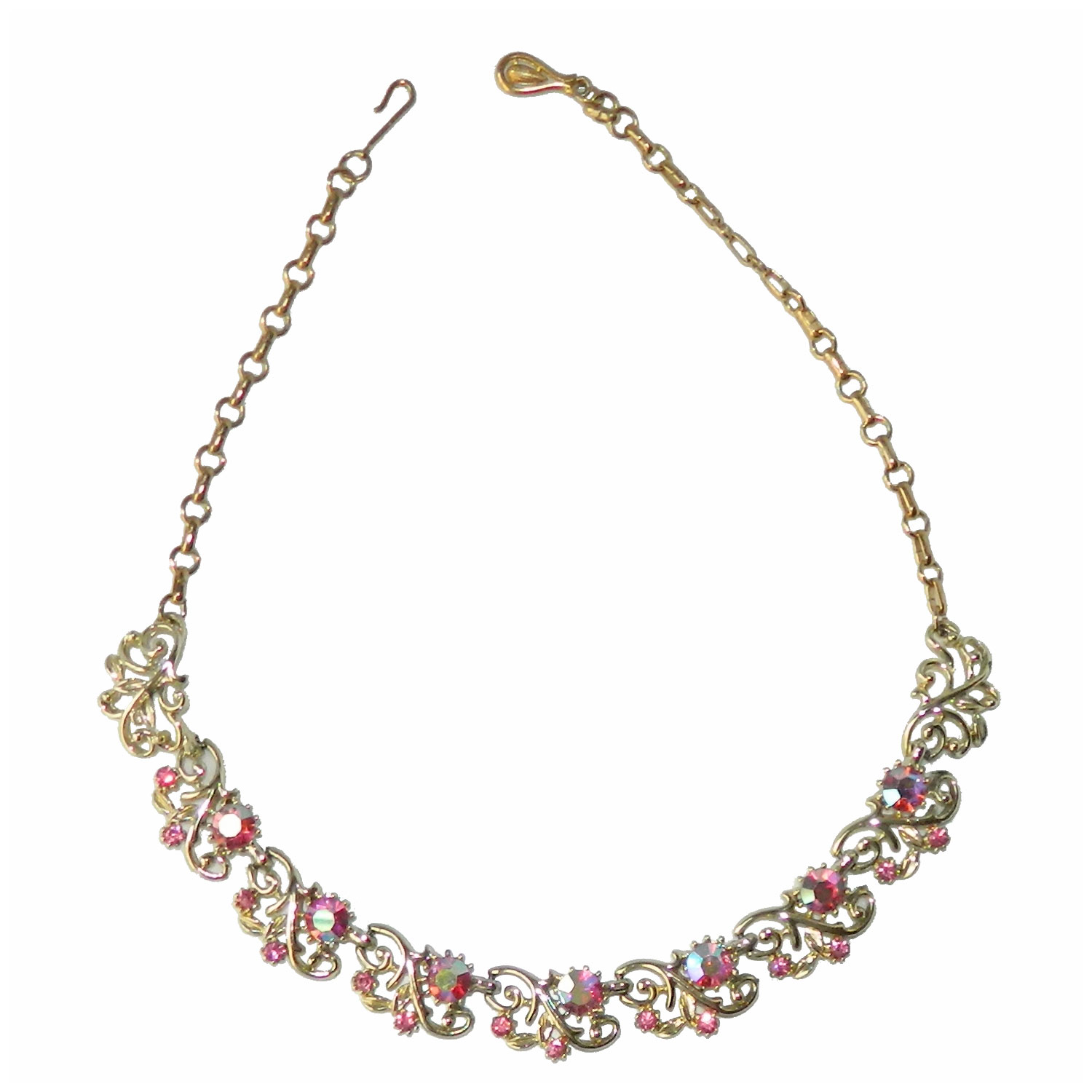 1950s pink rhinestone necklace