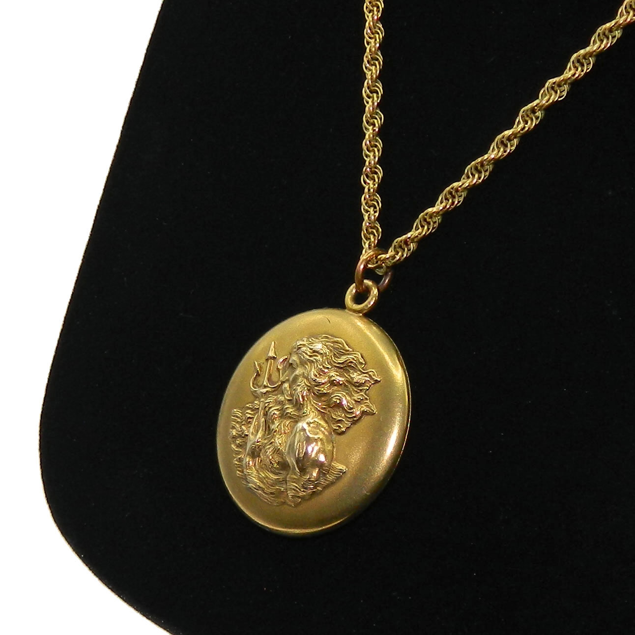 Antique Poseidon locket necklace