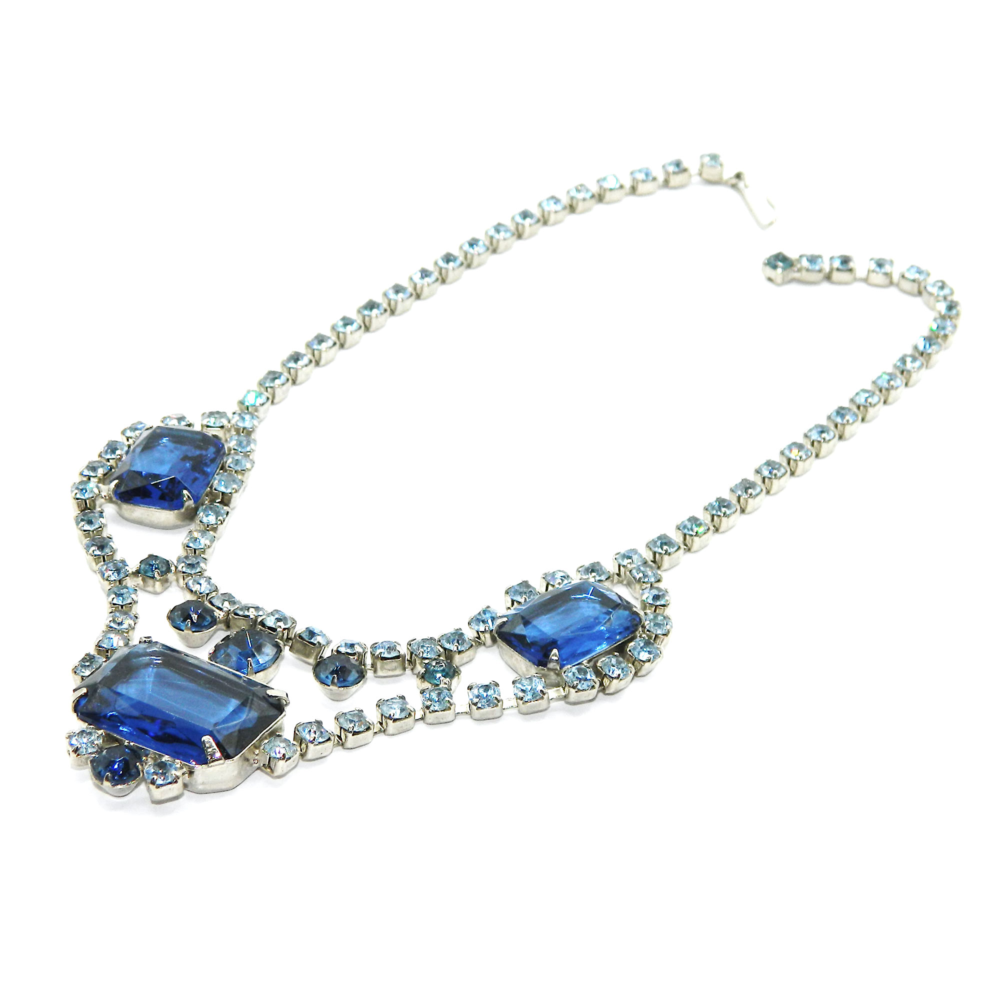 1950s blue rhinestone necklace