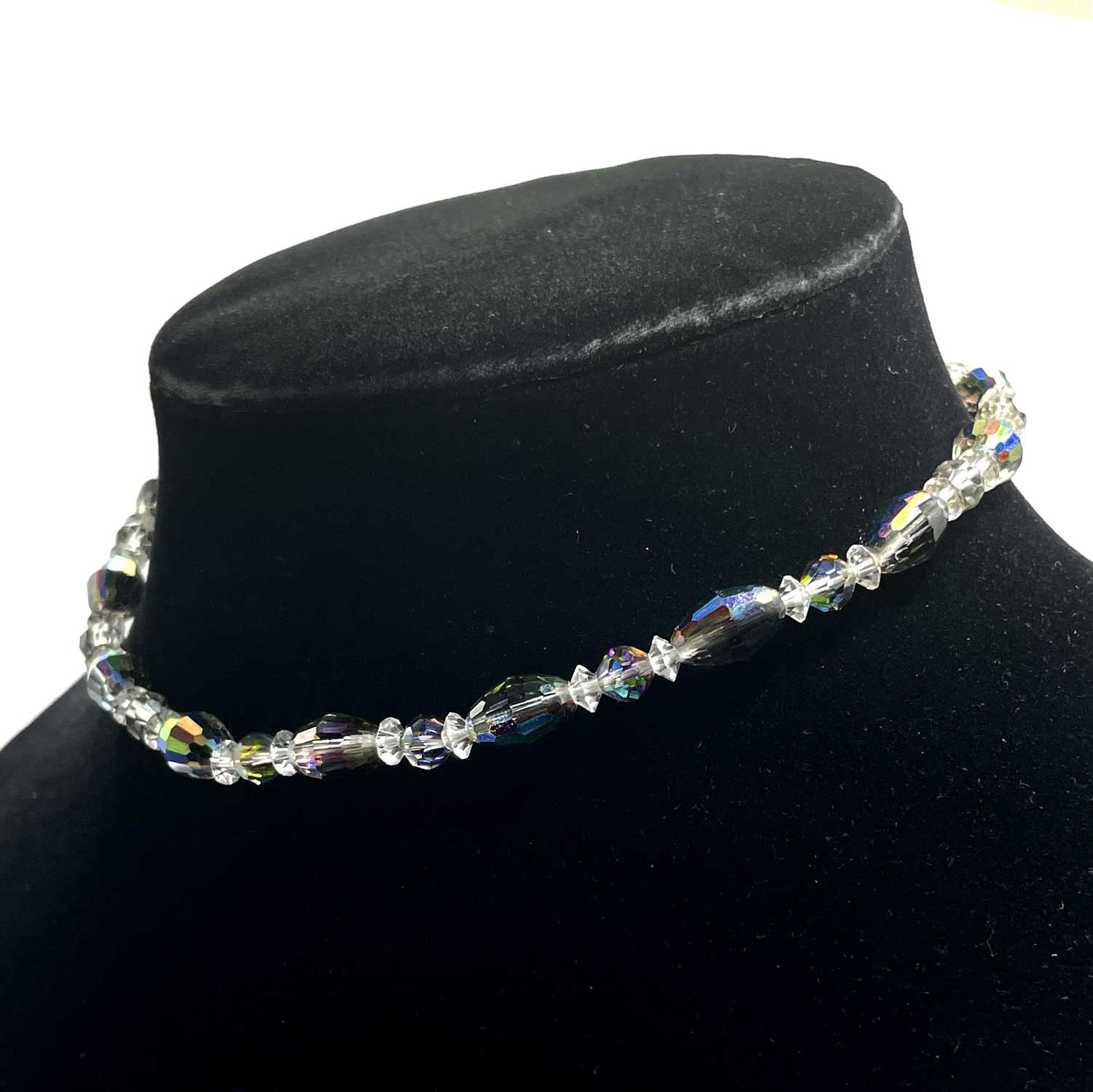 1950s Aurora Borealis cut crystal beaded necklace