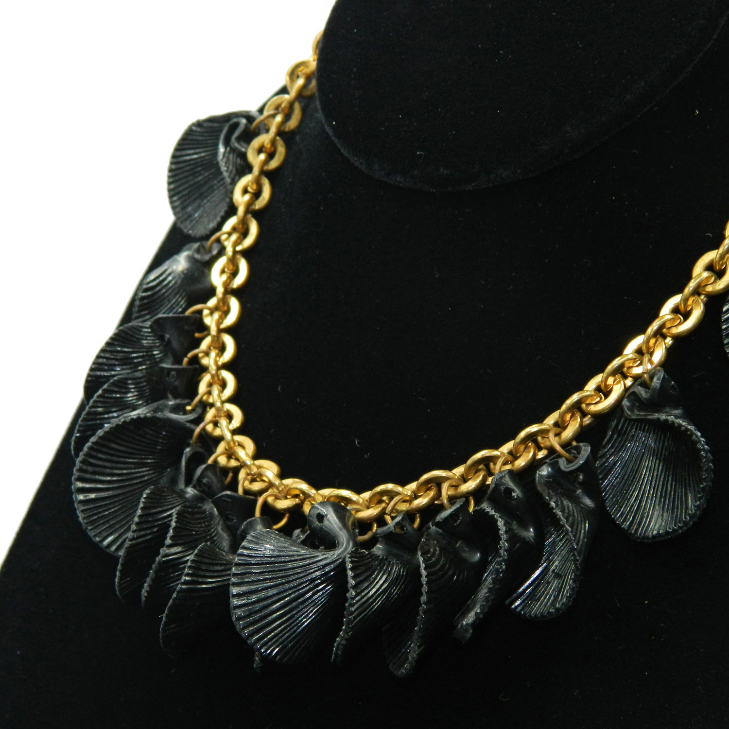 1930s black shell celluloid necklace