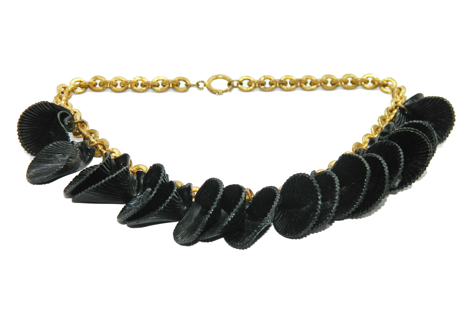 1930s black shell celluloid necklace