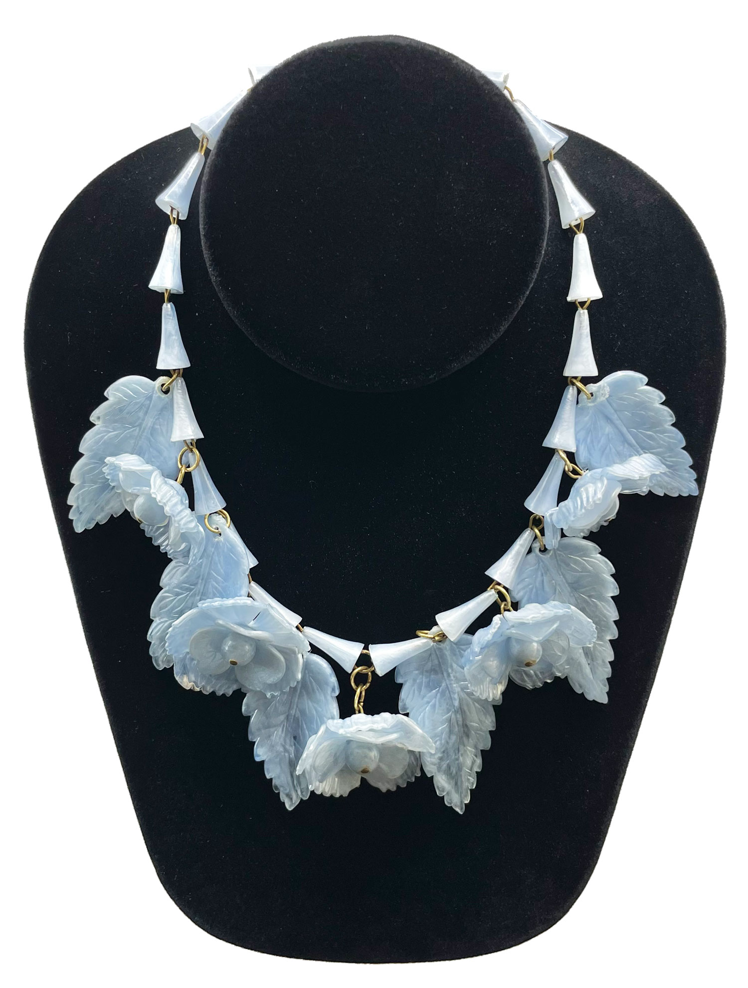 1930s flower and leaf celluloid necklace