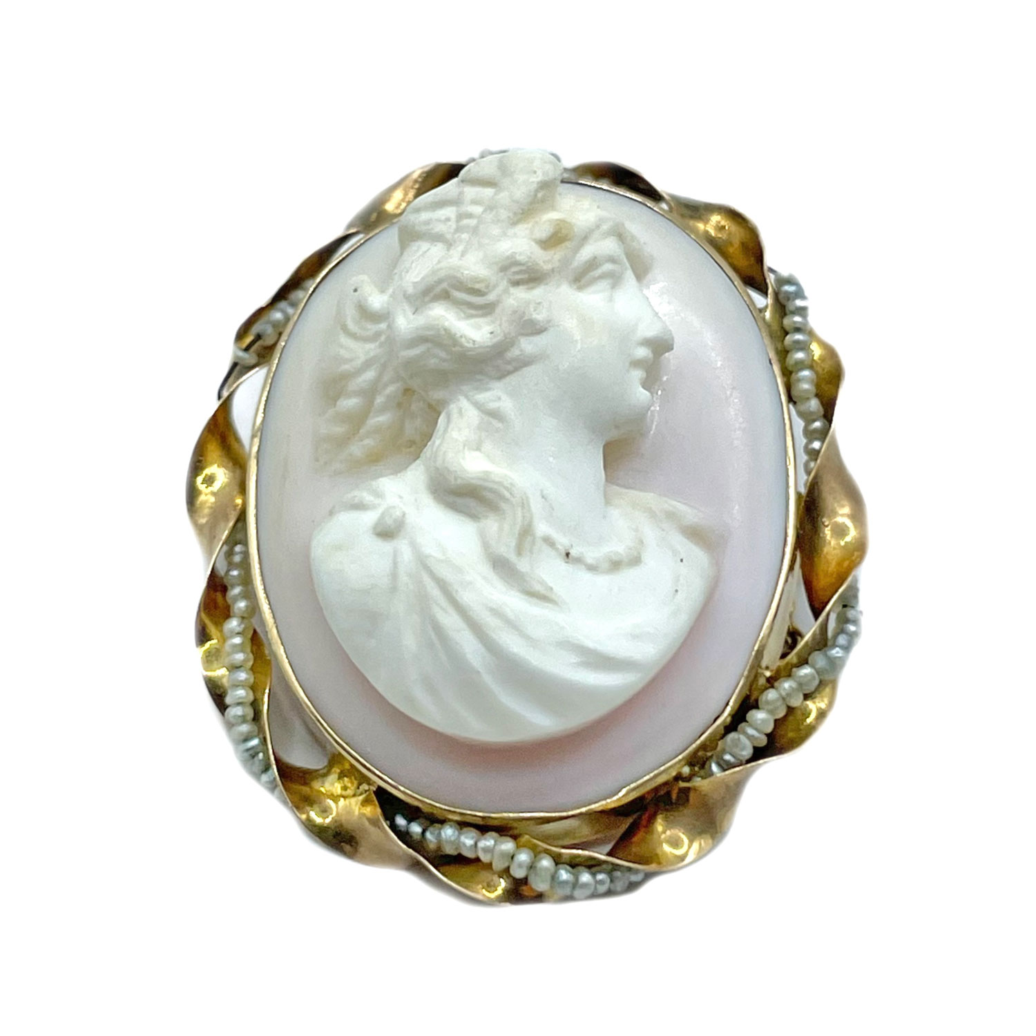 Vintage cameo brooch pendant necklace