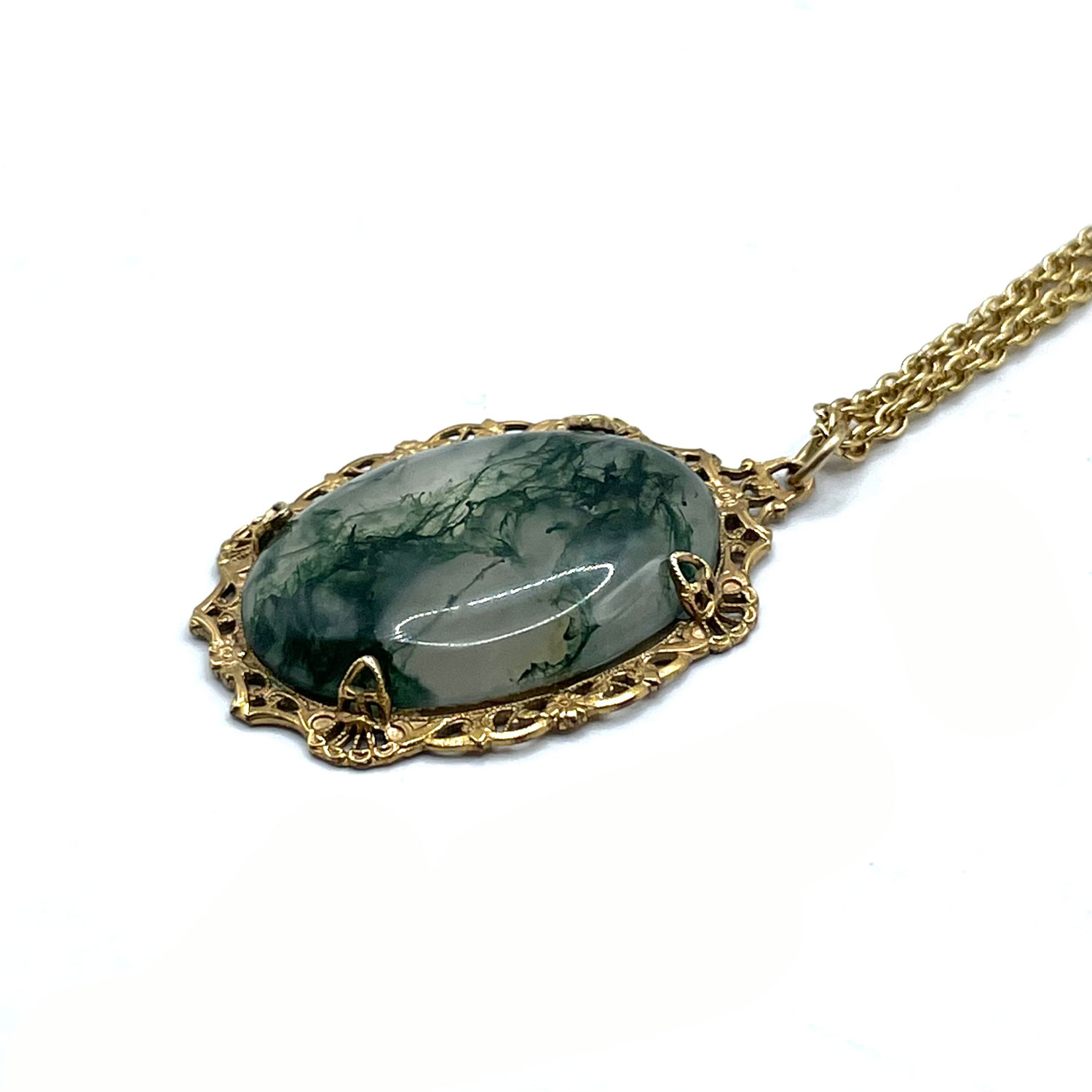 Art Deco dentrite agate pendant necklace