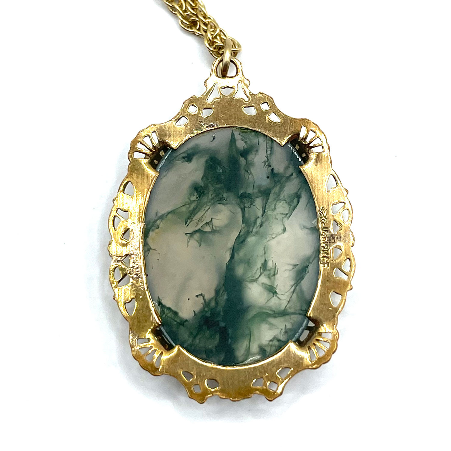 Art Deco dentrite agate pendant necklace