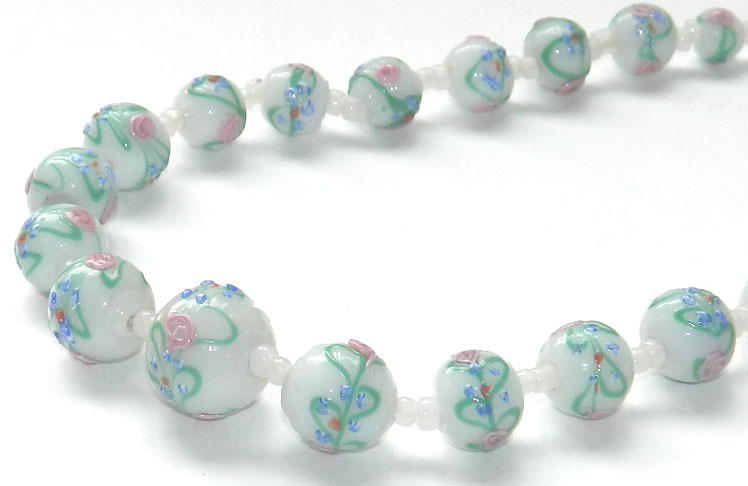 Venetian wedding cake art glass necklace