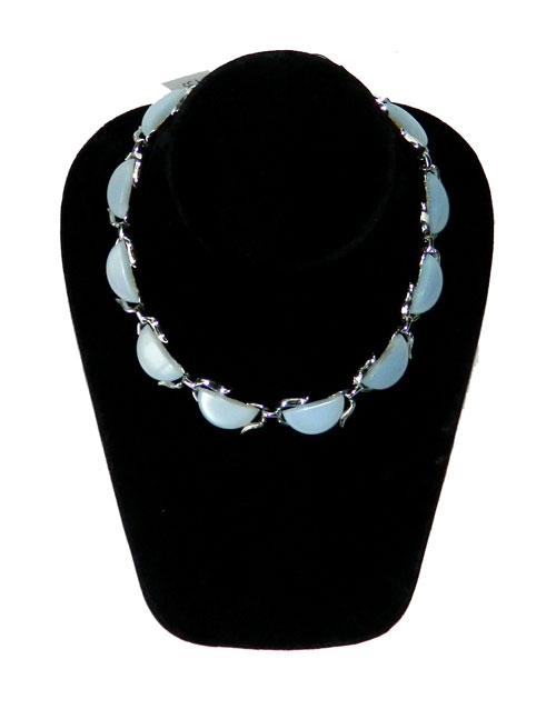 1950's light blue moon glow lucite necklace