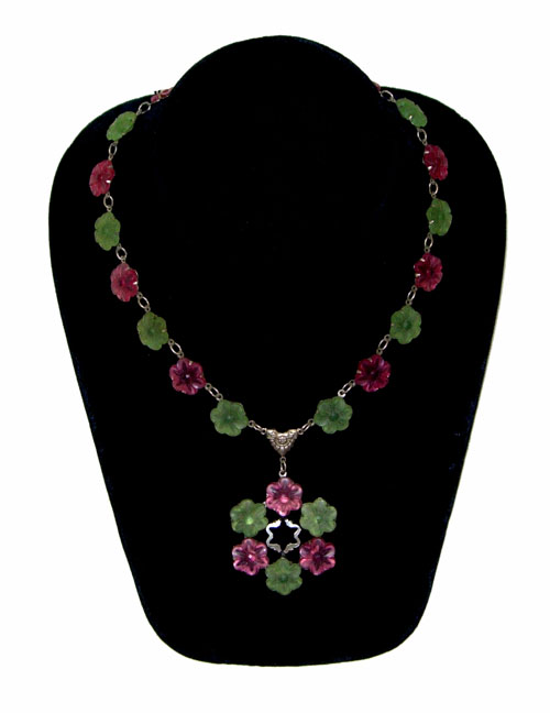 1930's frosted glass necklace