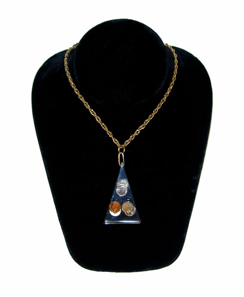 1970's mini coins lucite pendant necklace