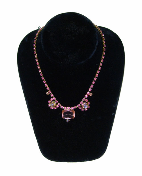 1950's pink rhinestone necklace