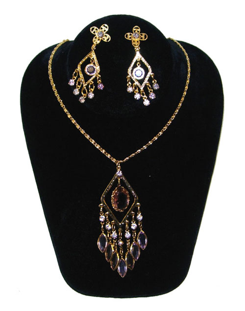 1950's rhinestone necklace and earring set