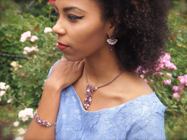 Vintage purple rhinestone necklace set