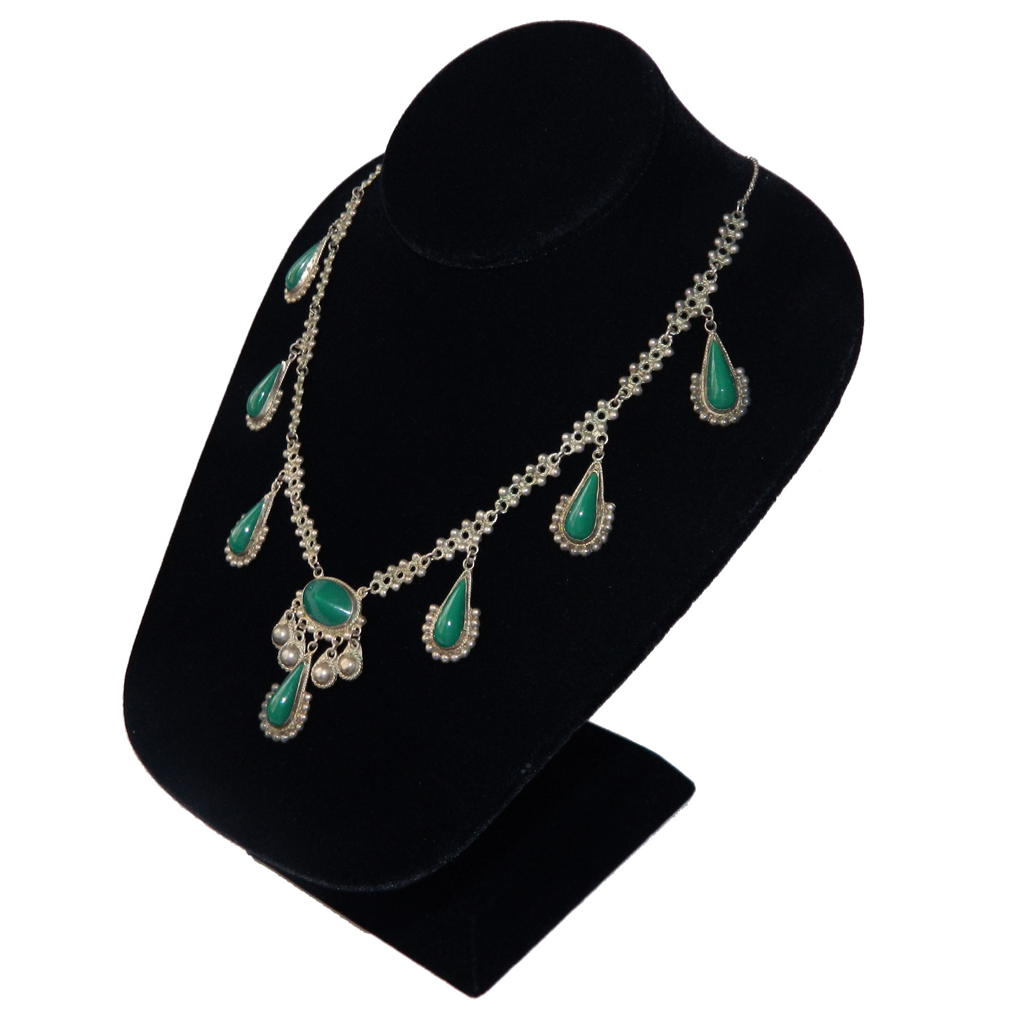 Chrysoprase Mexican Silver Necklace Set