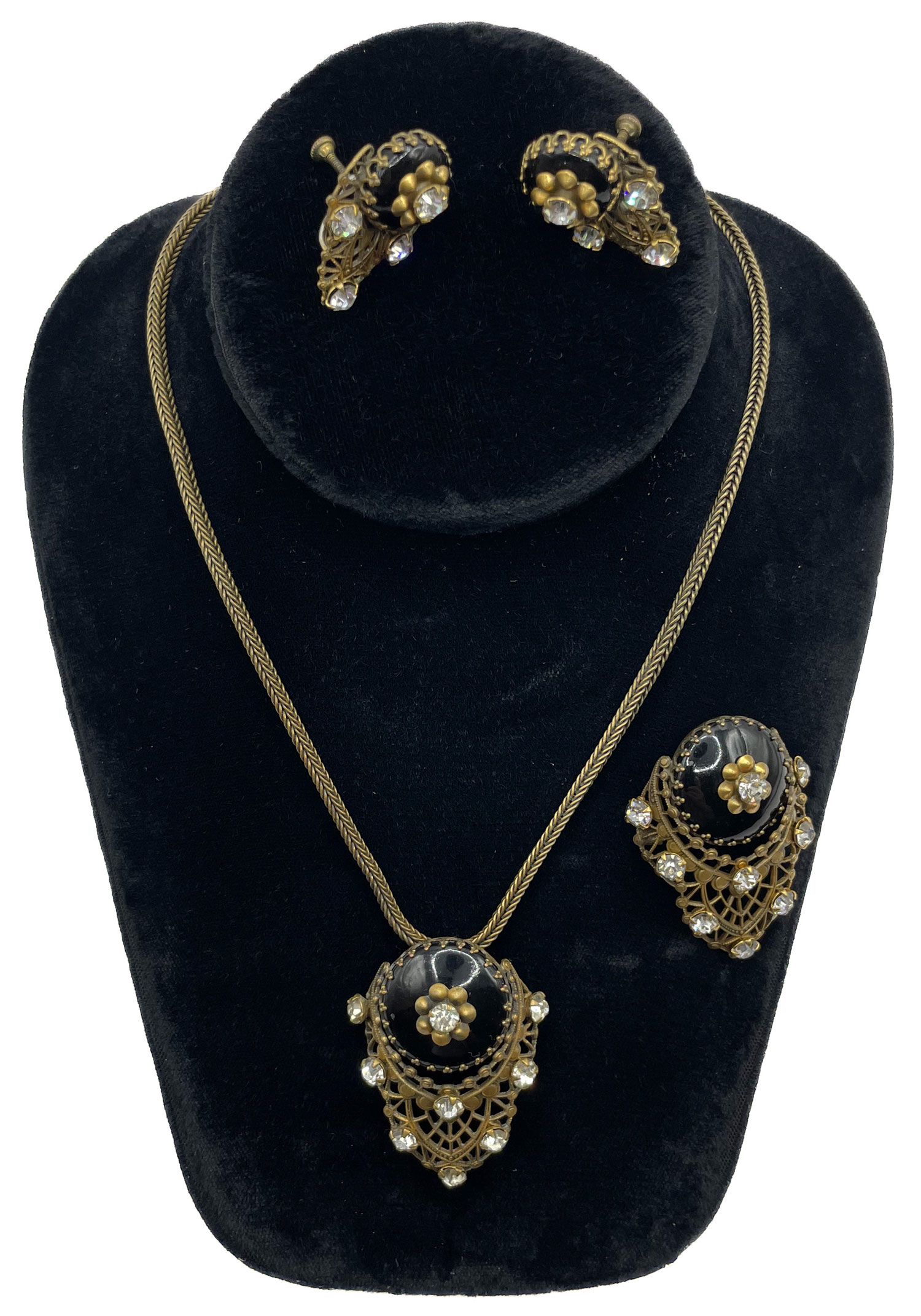 Art Deco pendant necklace parure