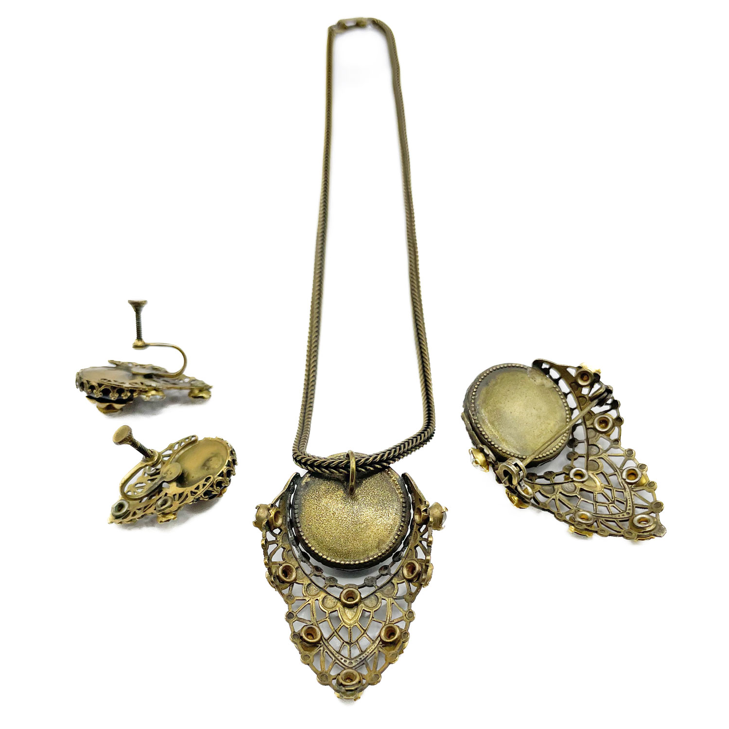 Art Deco pendant necklace parure