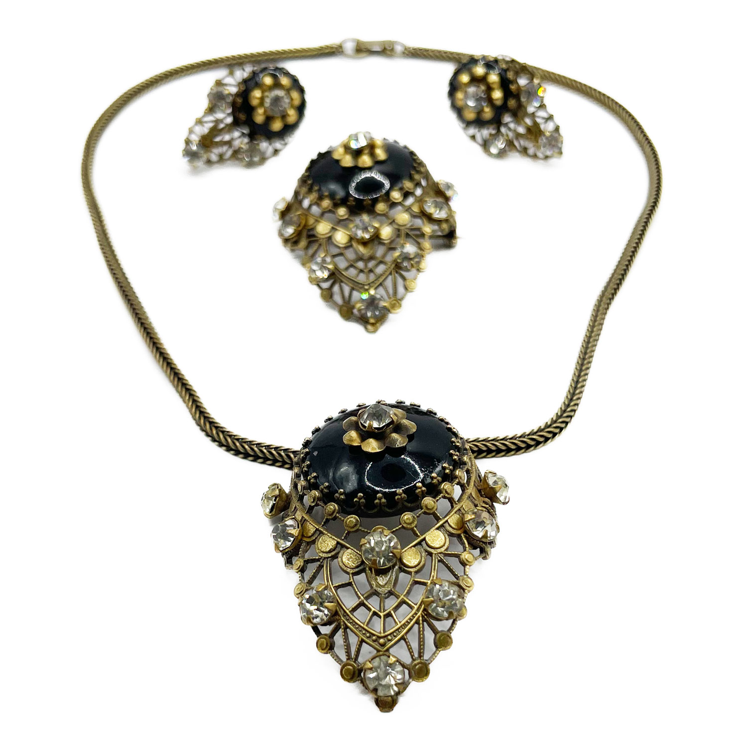 Art Deco pendant necklace parure