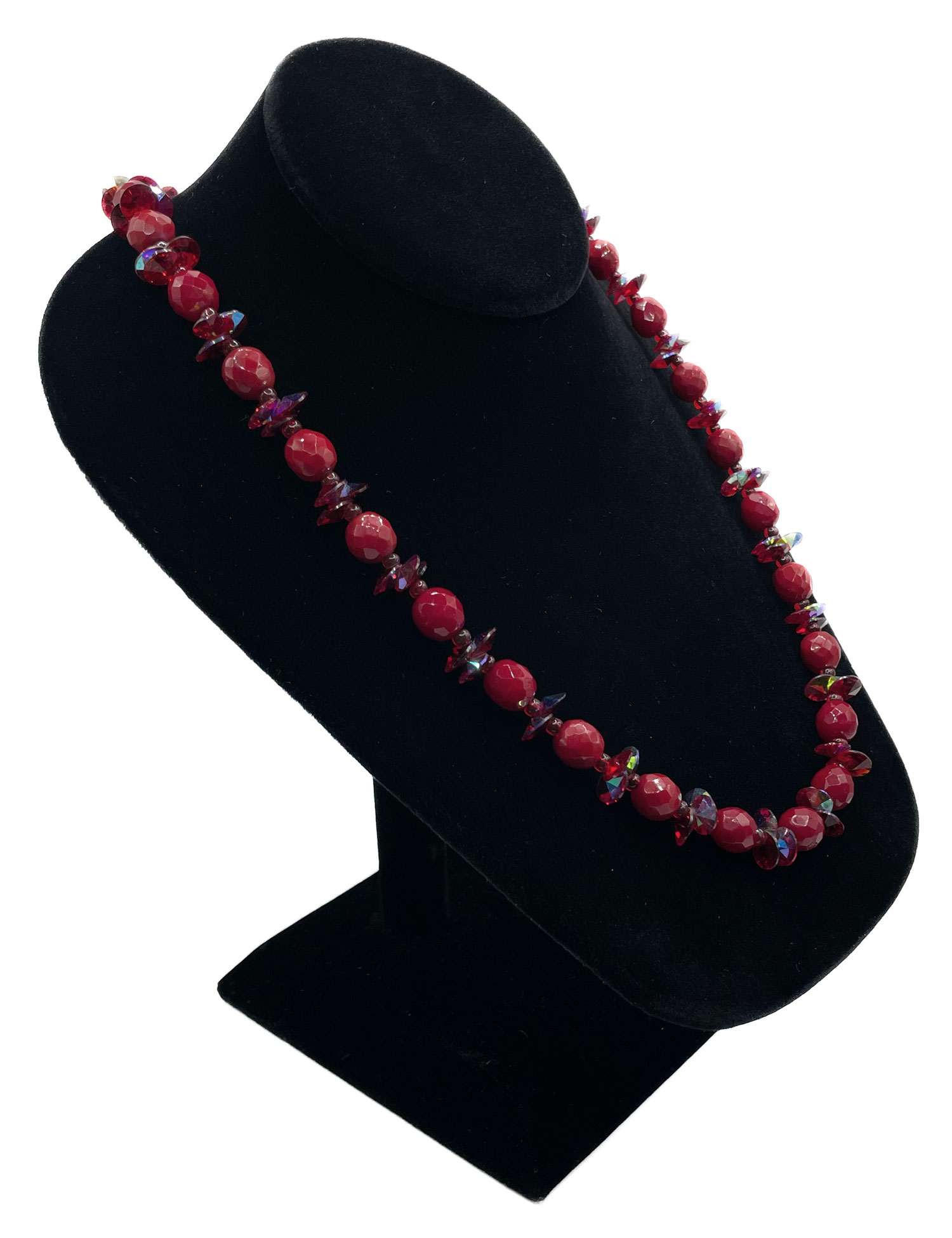 red beaded necklace demi parure