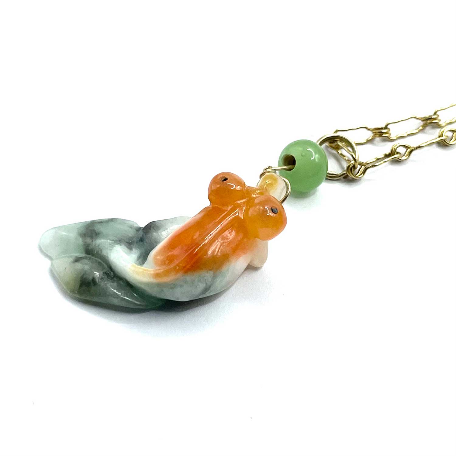 Agate goldfish necklace set