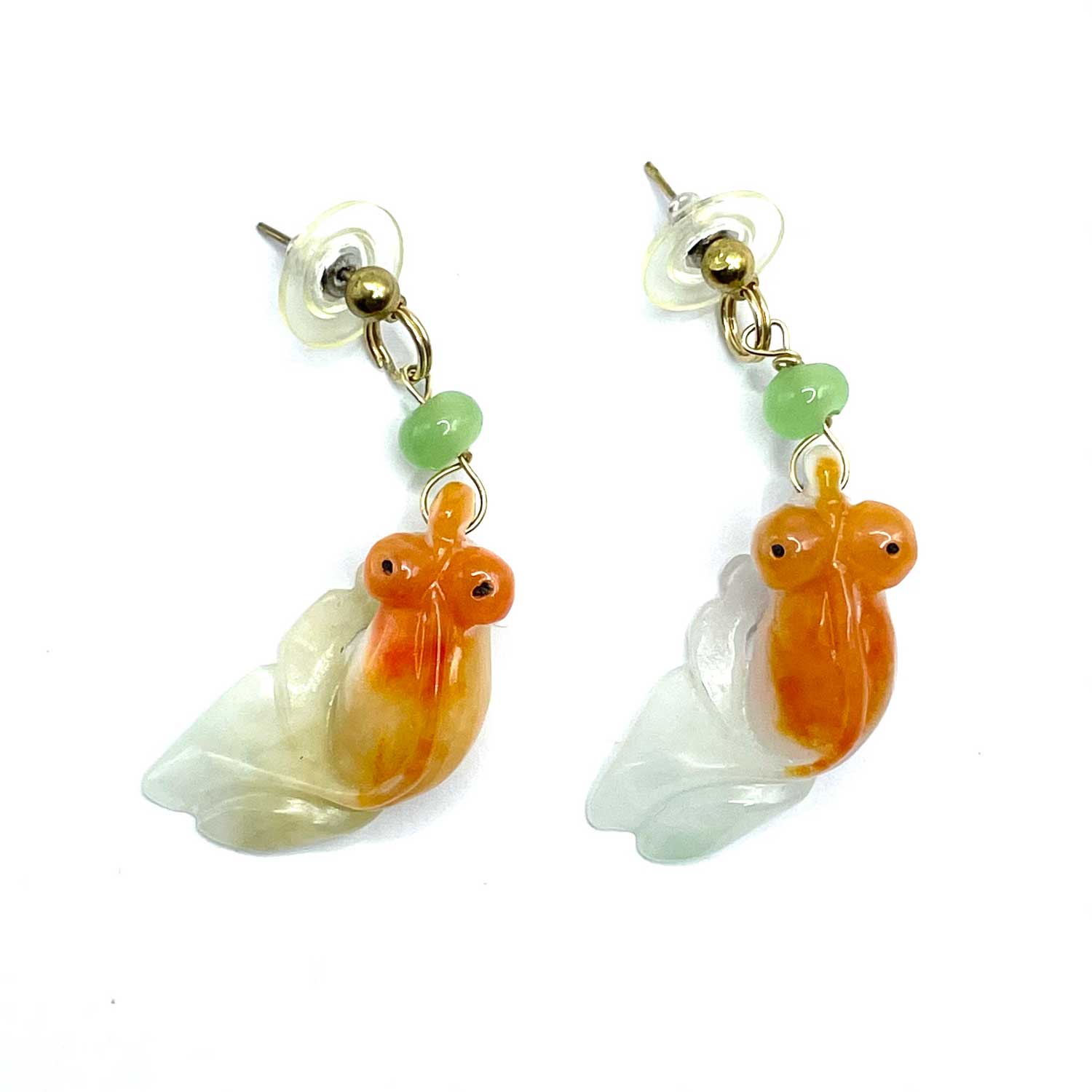 Agate goldfish necklace set