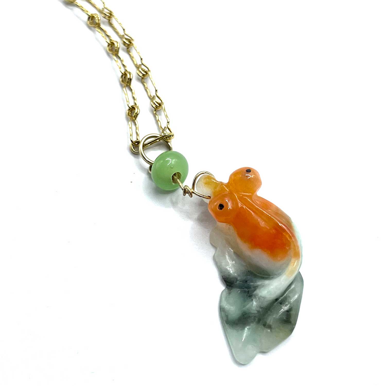 Agate goldfish necklace set