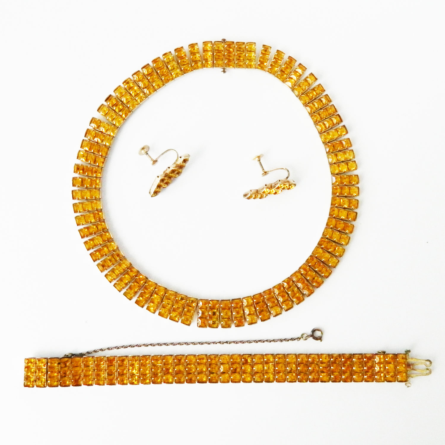 1940's Art Deco rhinestone necklace set