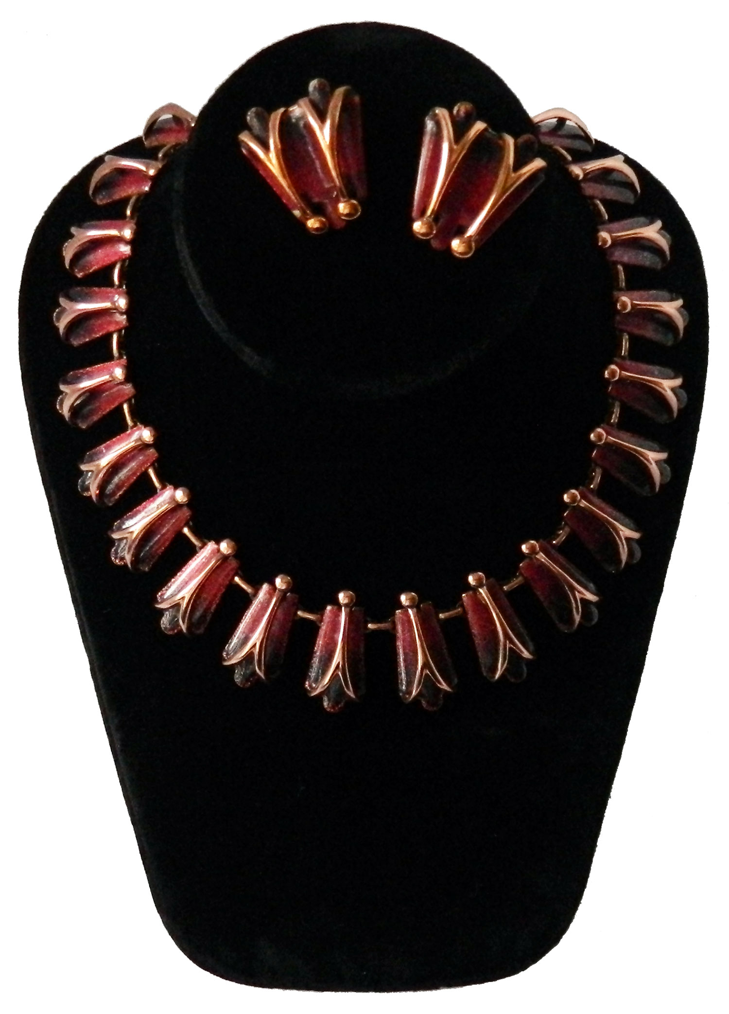 1950's enameled copper necklace set