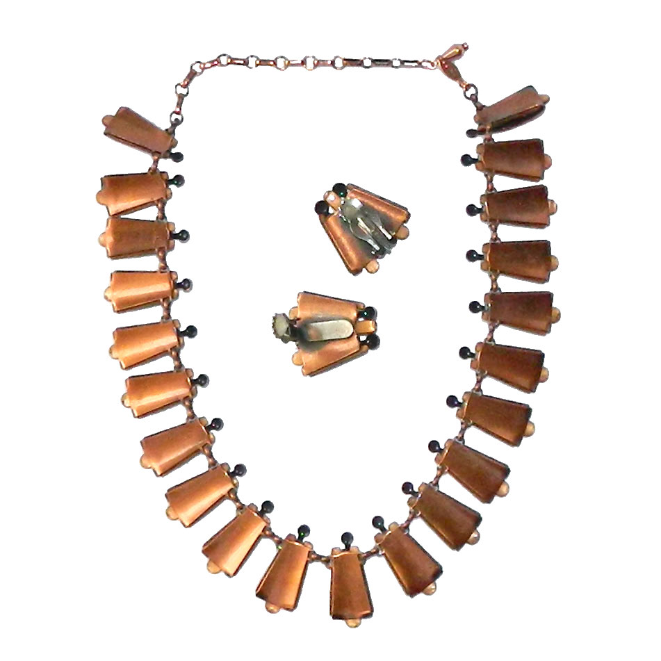 1950's enameled copper necklace set