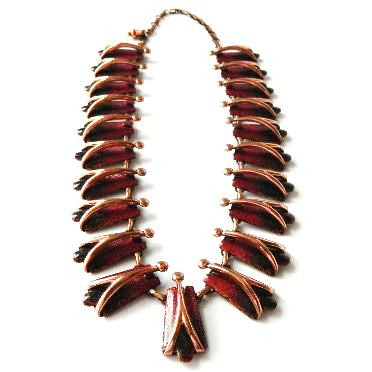 1950's enameled copper necklace set