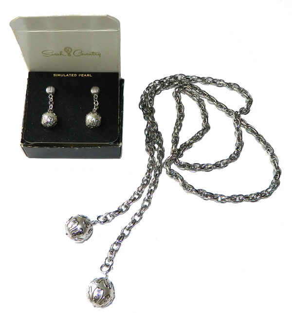 Sarah Coventry pearl necklace and earring set