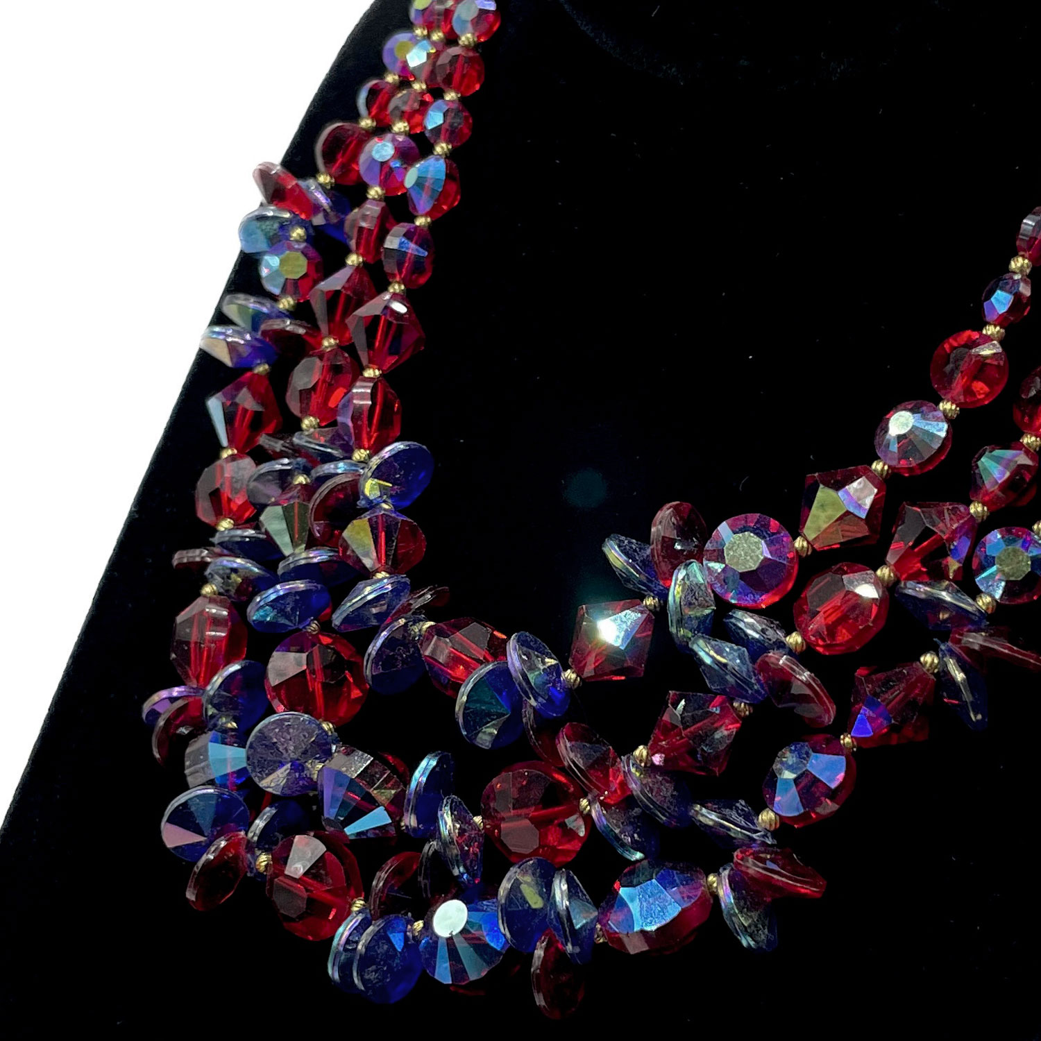 Red aurora borealis crystal necklace