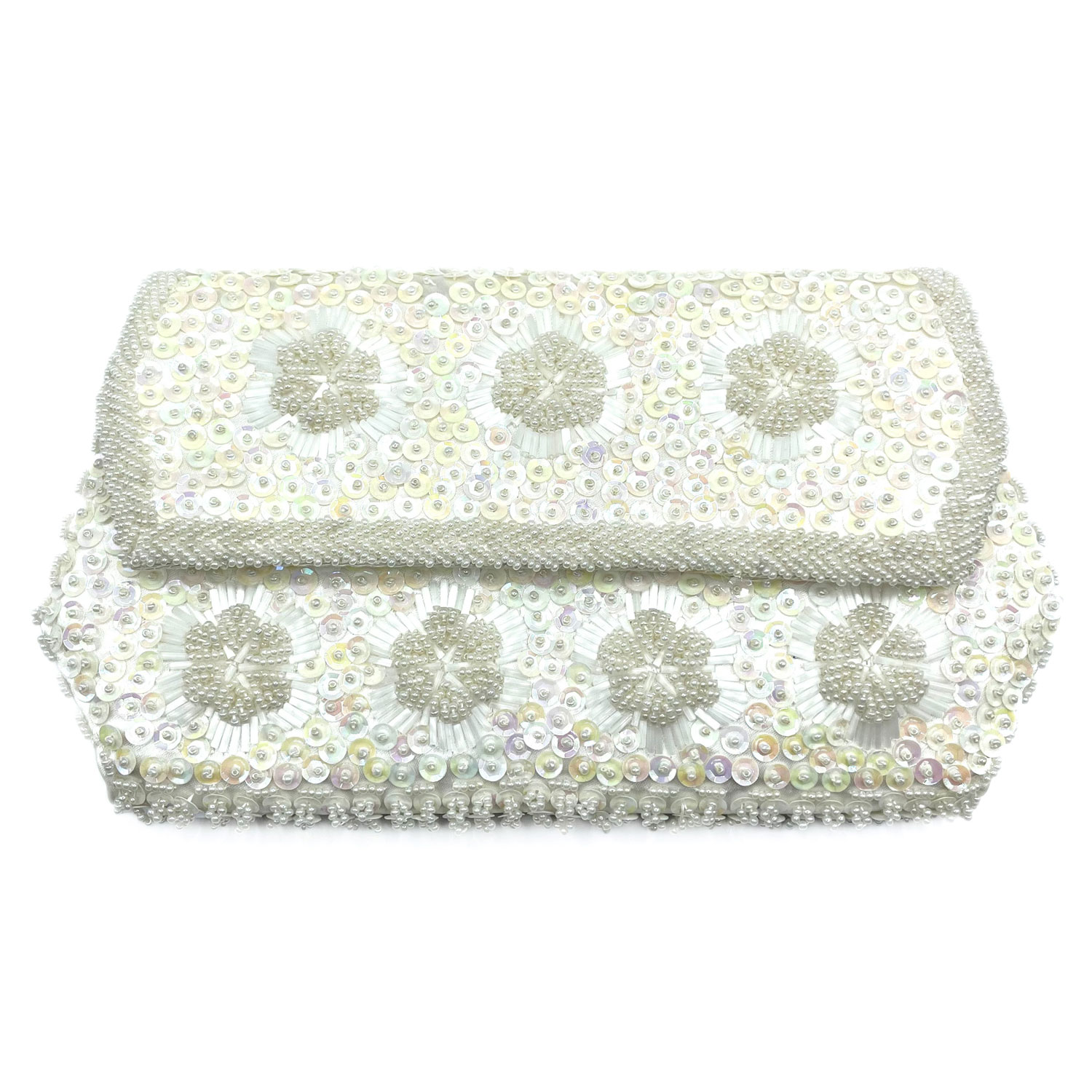 White beaded clutch purse