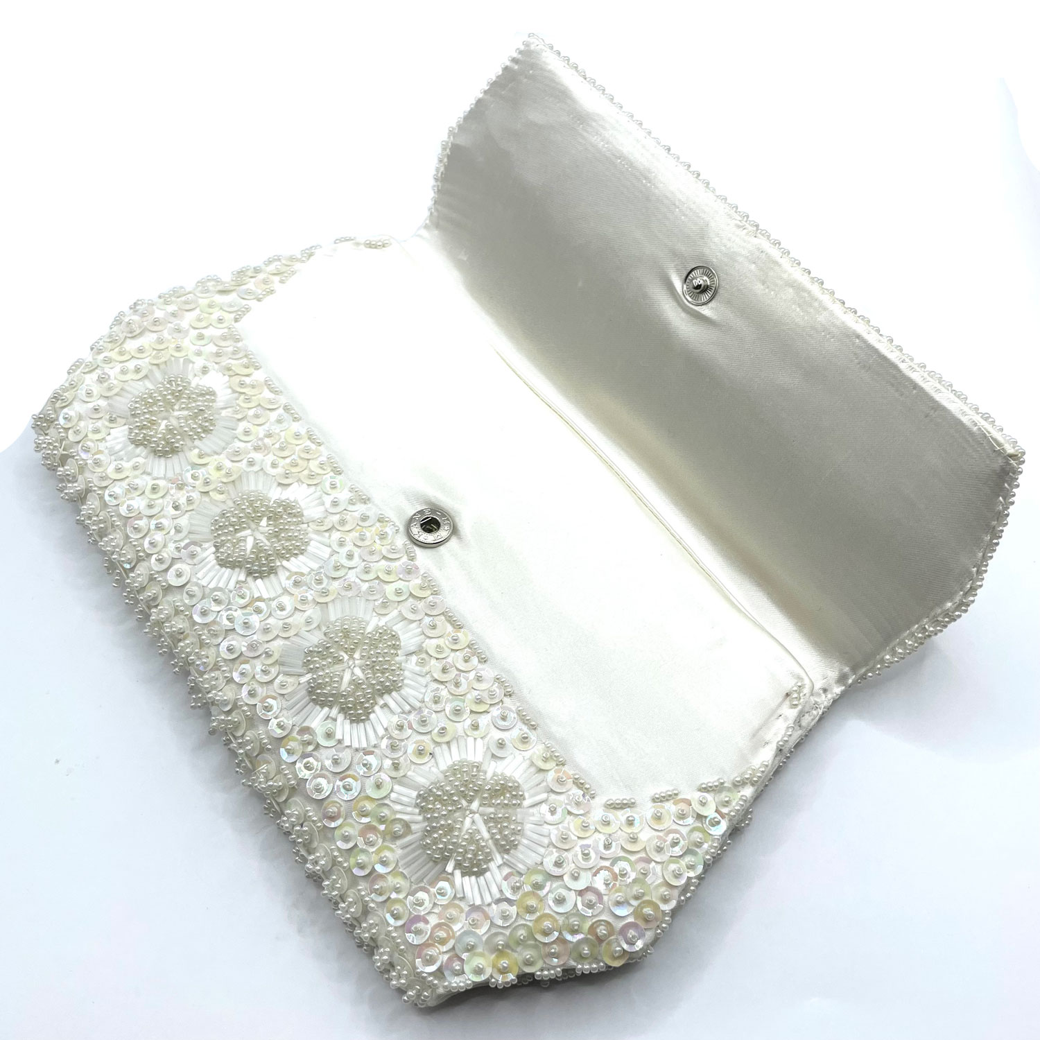 White beaded clutch purse