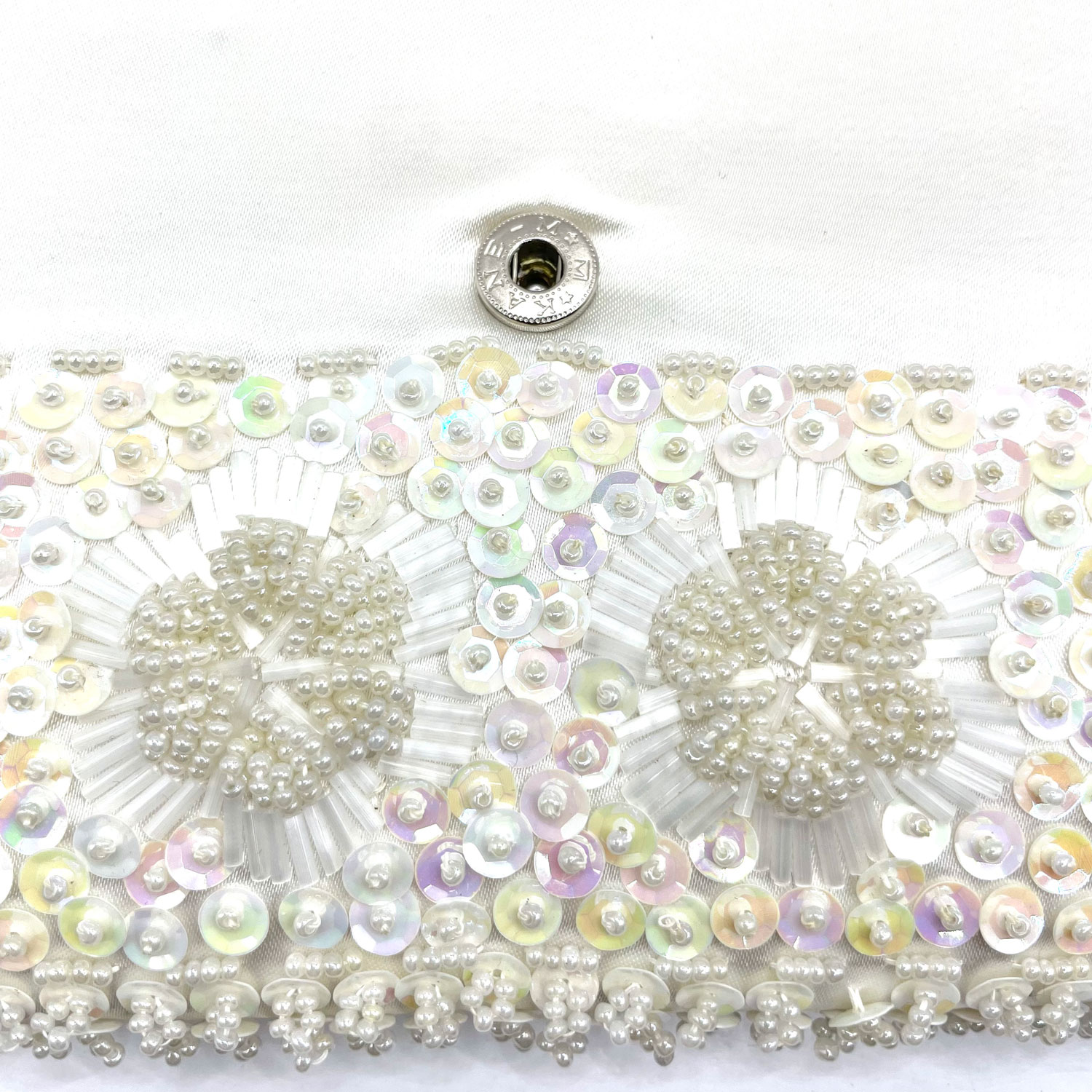 White beaded clutch purse