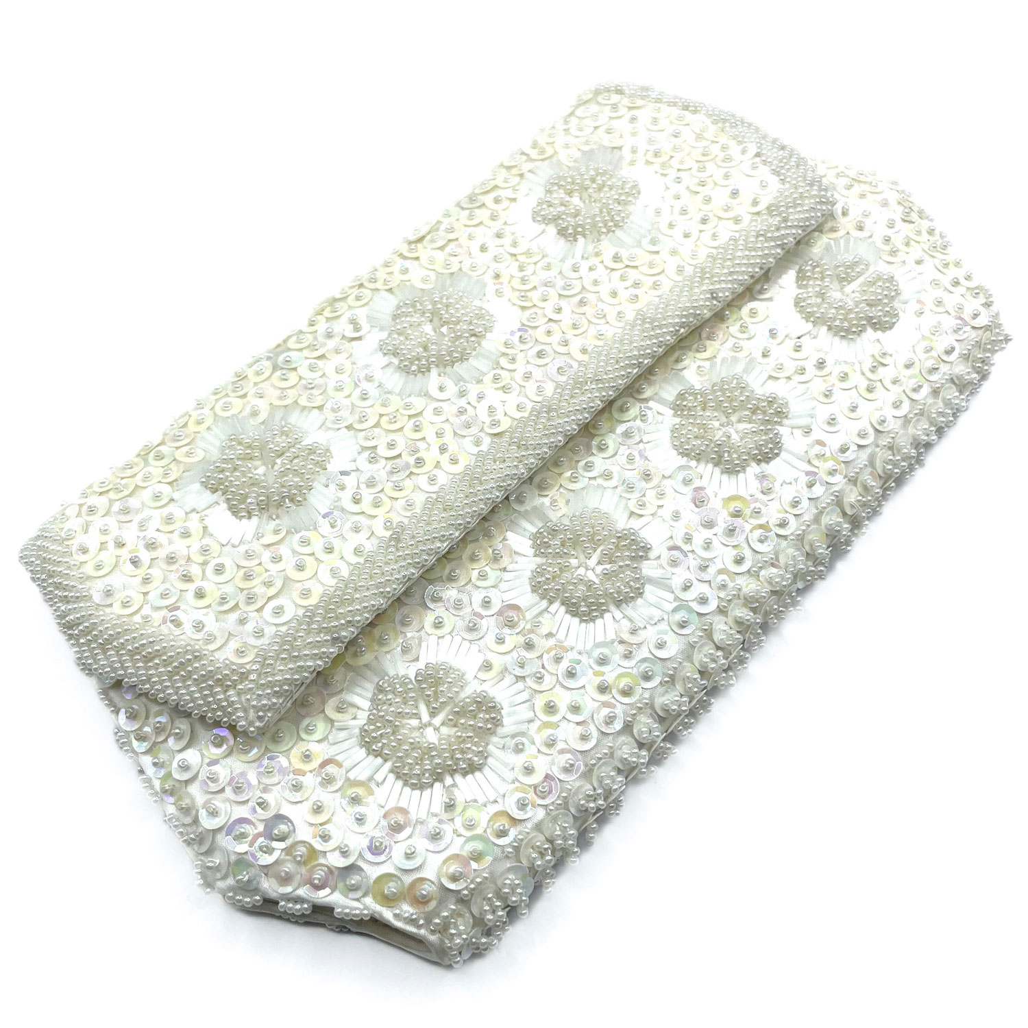 White beaded clutch purse